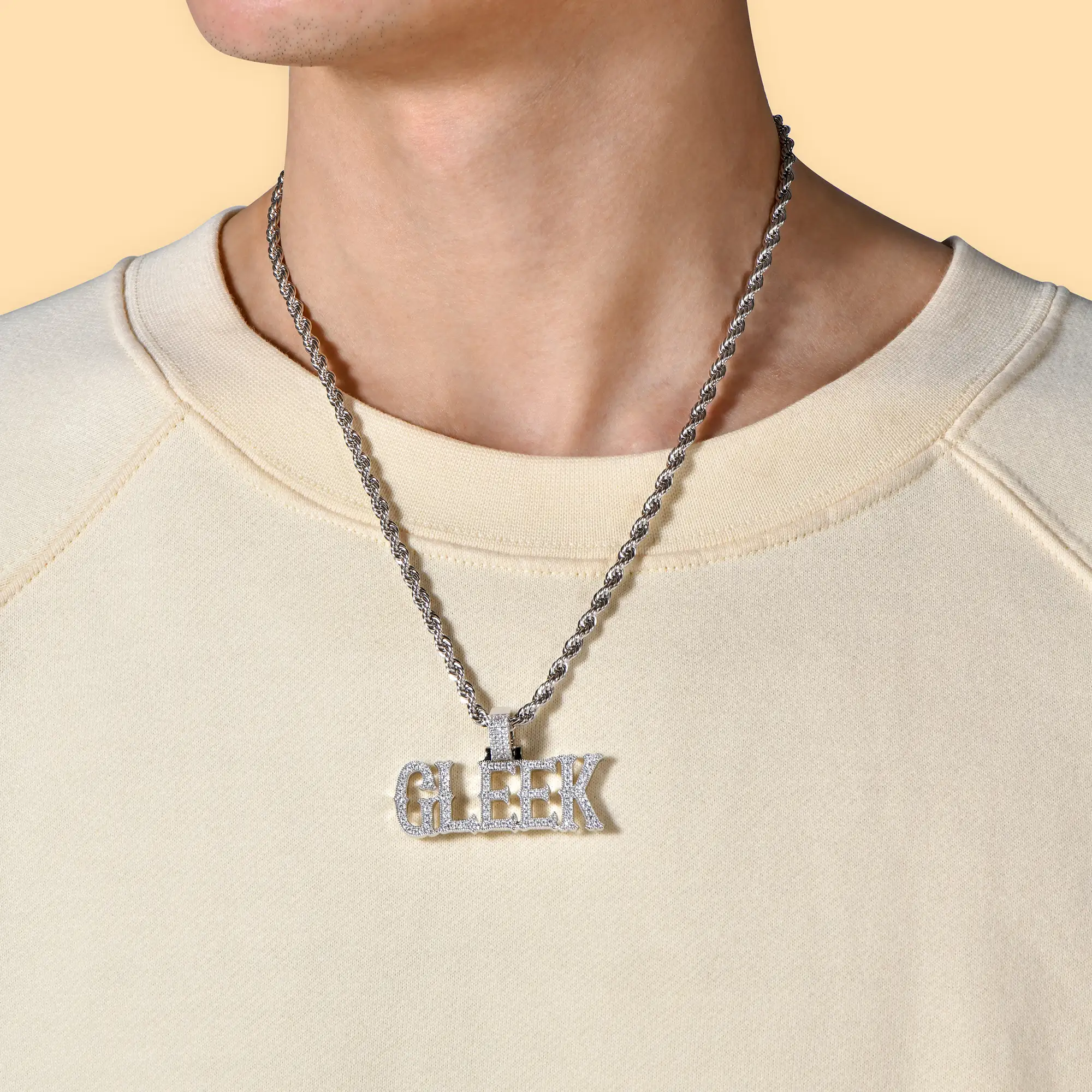 Custom Moissanite Bosox Font/Number Gold Name Pendant - Rose Gold - Image 8