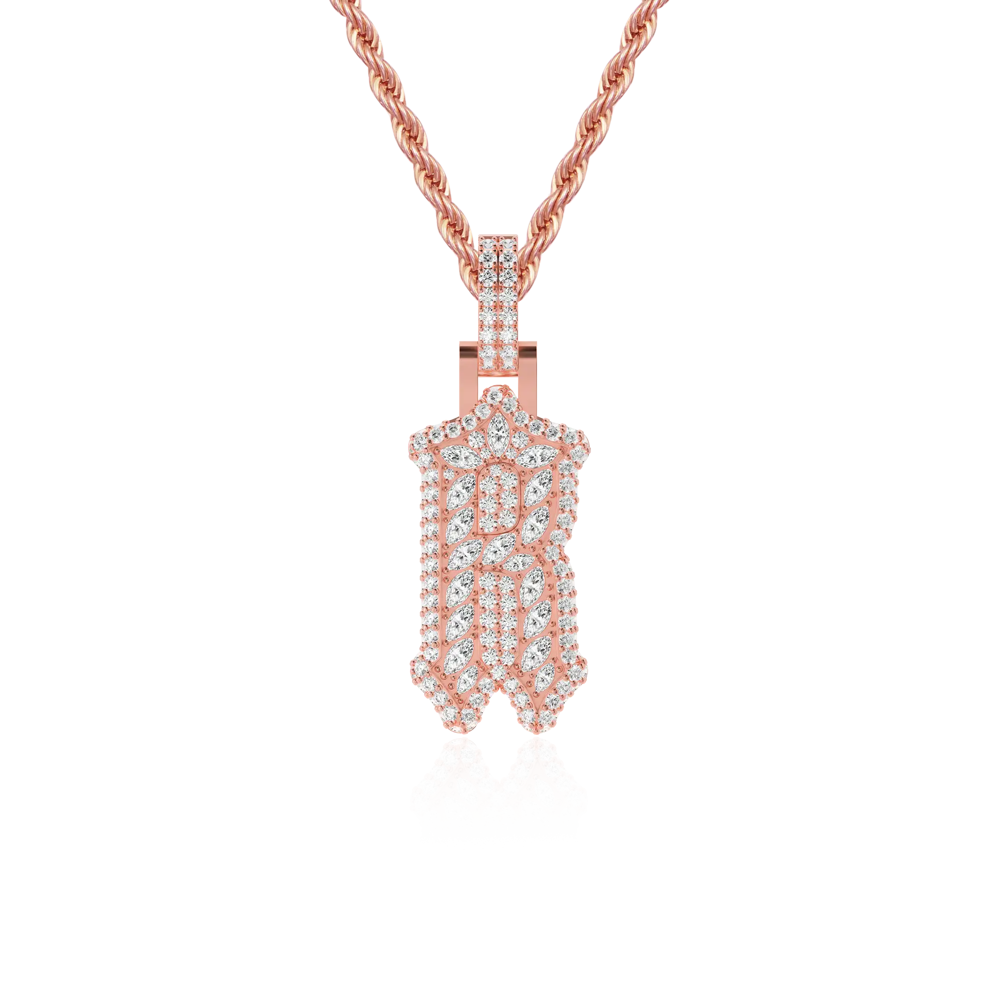 Custom Shaped Diamond Gothic Font Pendant-30mm - Image 11