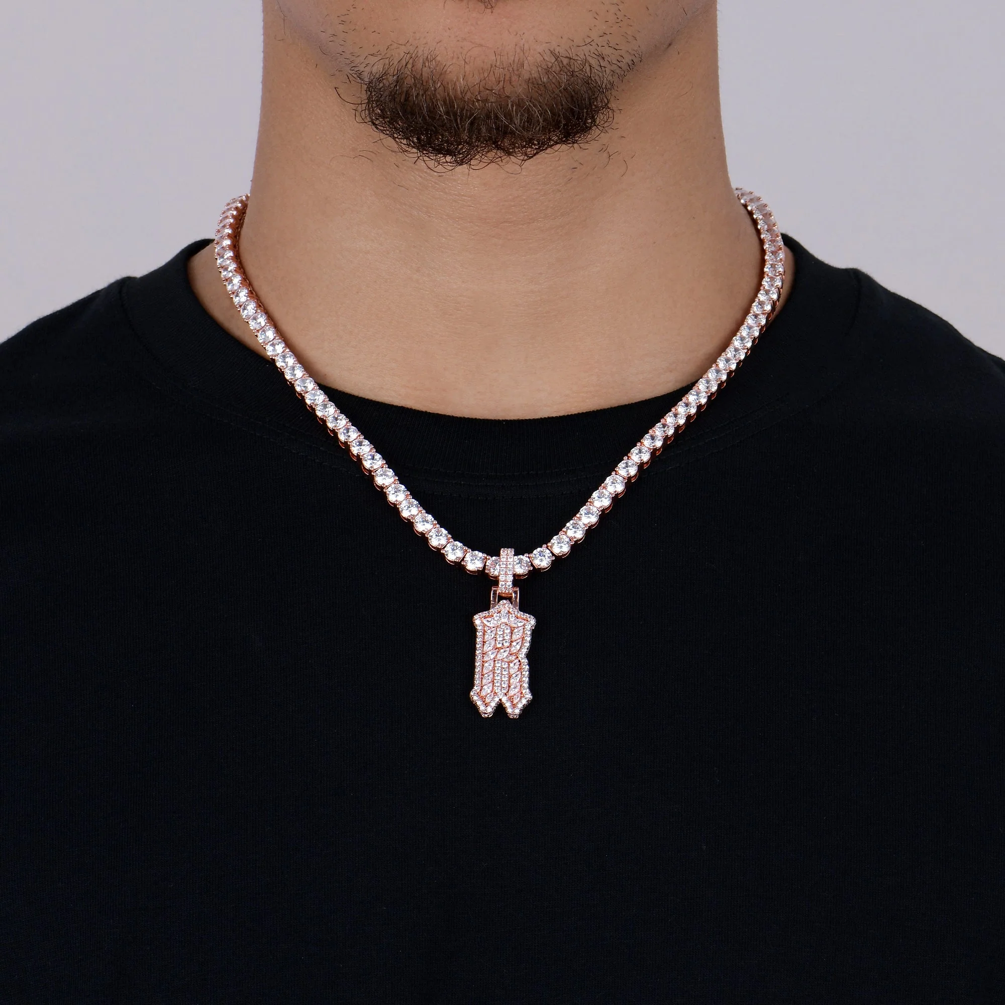 Custom Shaped Diamond Gothic Font Pendant-30mm - Image 2