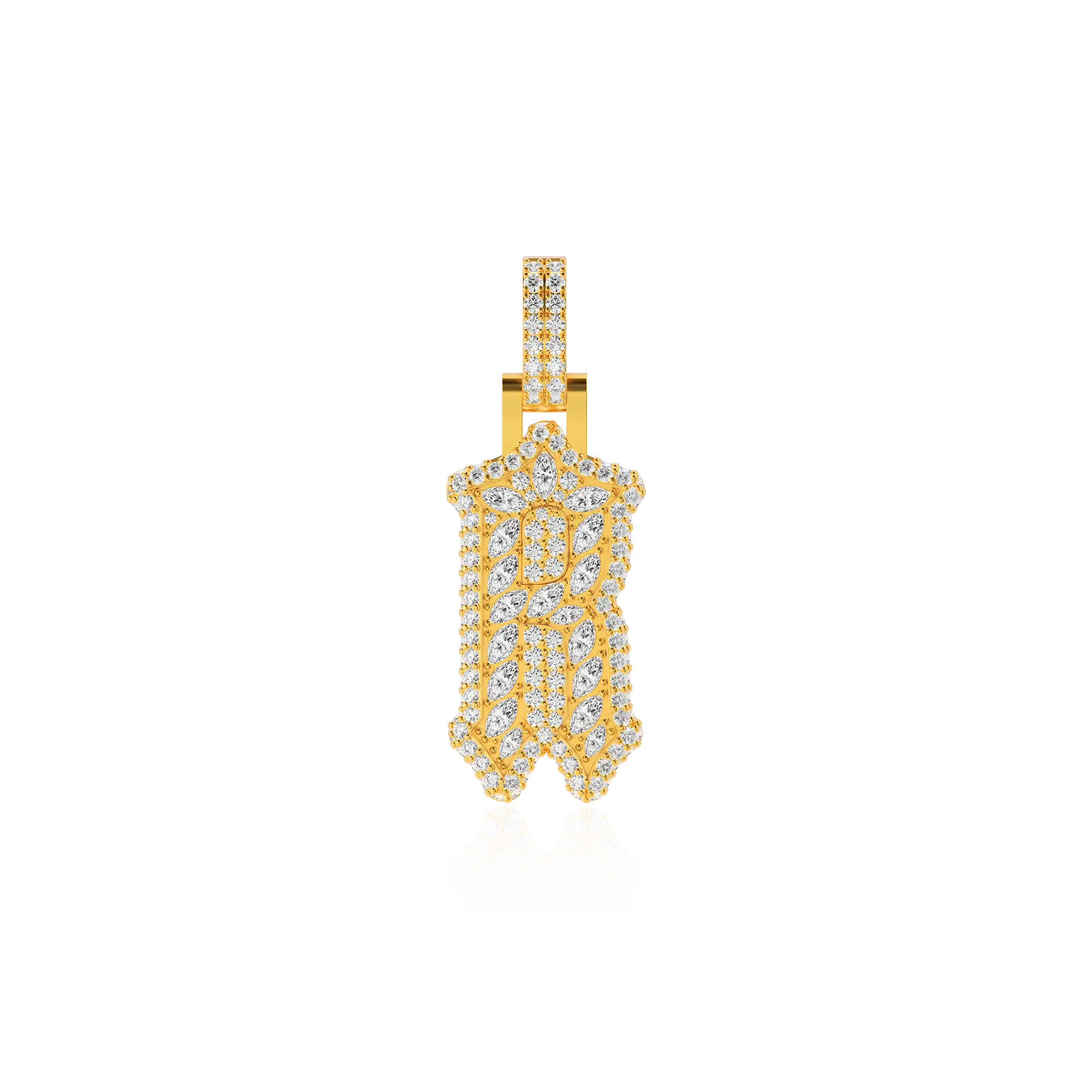 Custom Shaped Diamond Gothic Font Pendant-30mm - Image 9