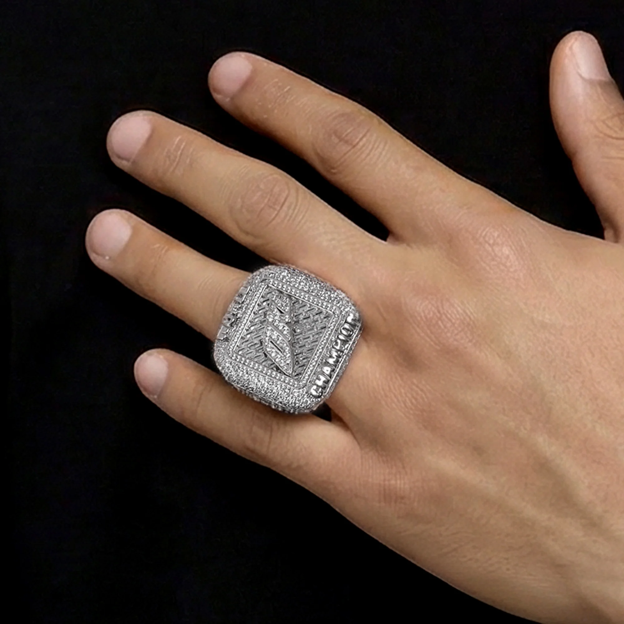 Custom Square Diamond Weave Championship Ring - Image 2