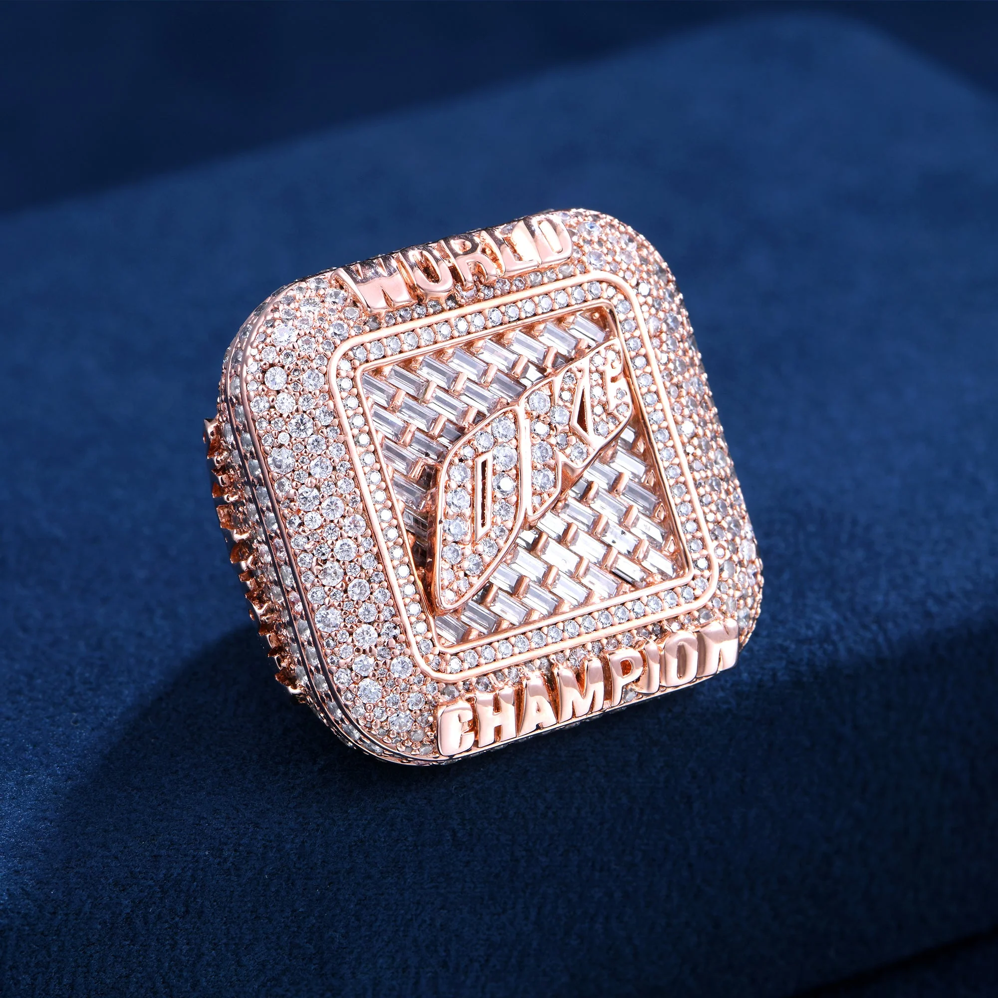 Custom Square Diamond Weave Championship Ring - Image 3