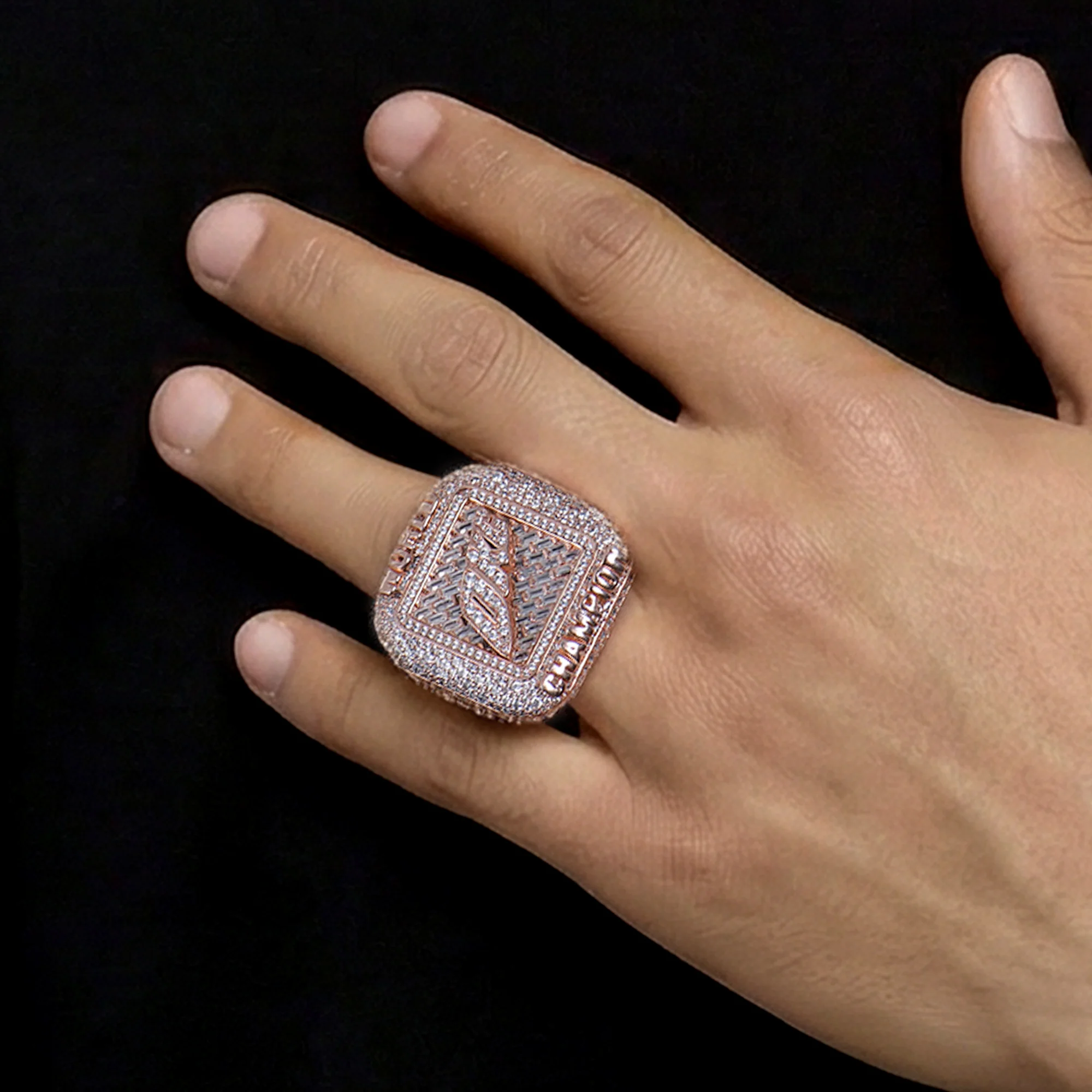 Custom Square Diamond Weave Championship Ring - Image 8