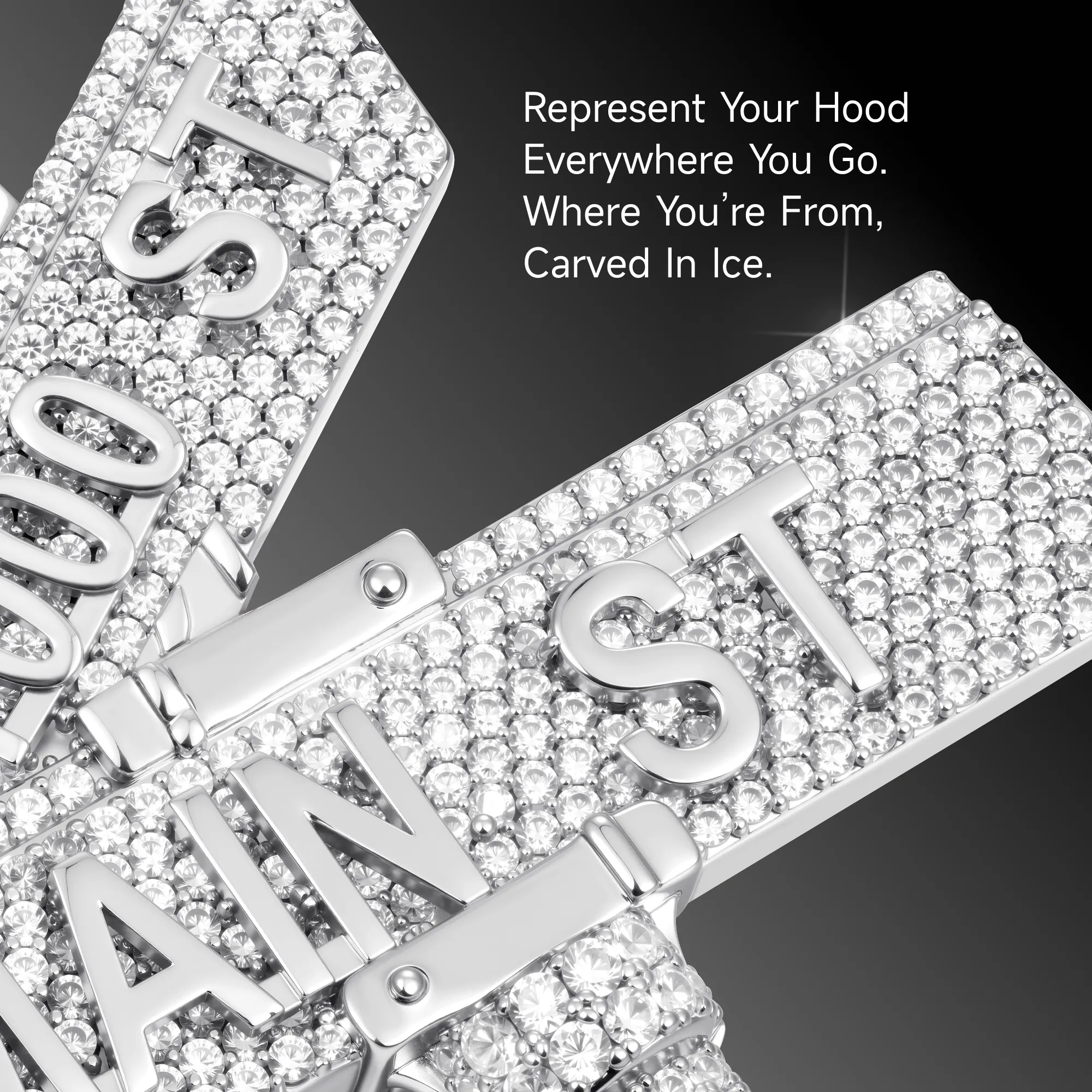 Custom White Iced Street Sign Pendant - Image 14