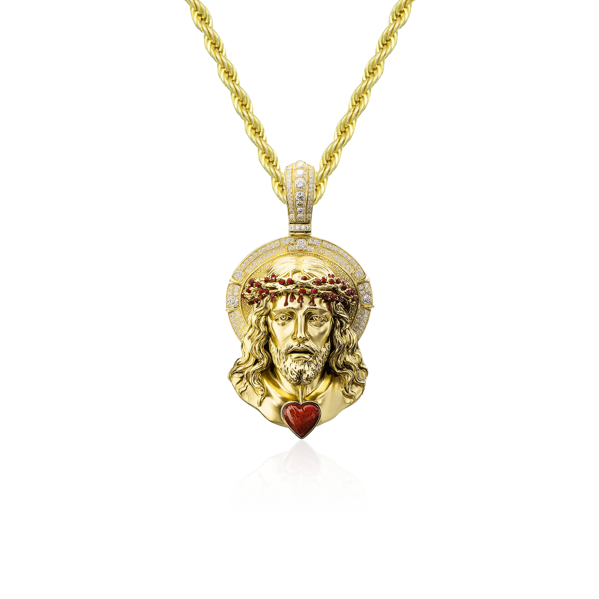 Divine Flames Jesus Pendant - 38mm - Image 3