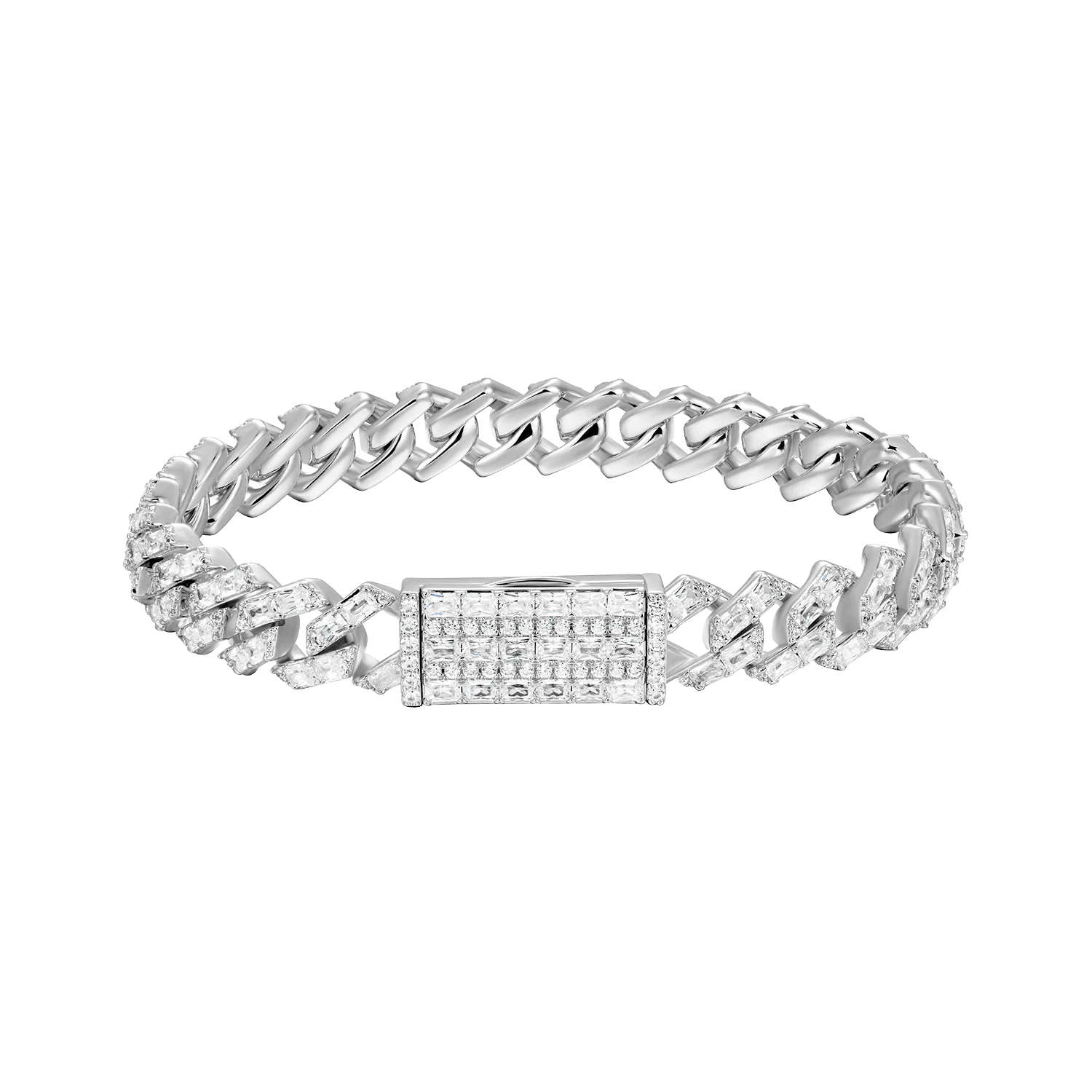 Emerald Cut Prong Cuban Link Bracelet - 10mm