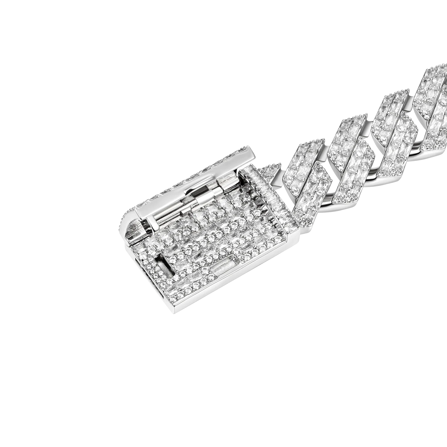 Emerald Cut Prong Cuban Link Bracelet - 19mm - Image 3