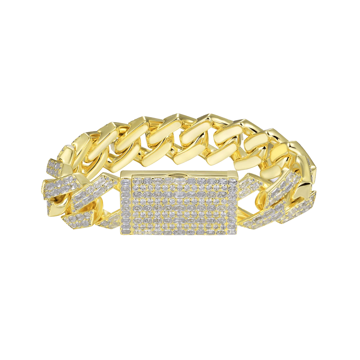 Emerald Cut Prong Cuban Link Bracelet - 19mm - Image 5