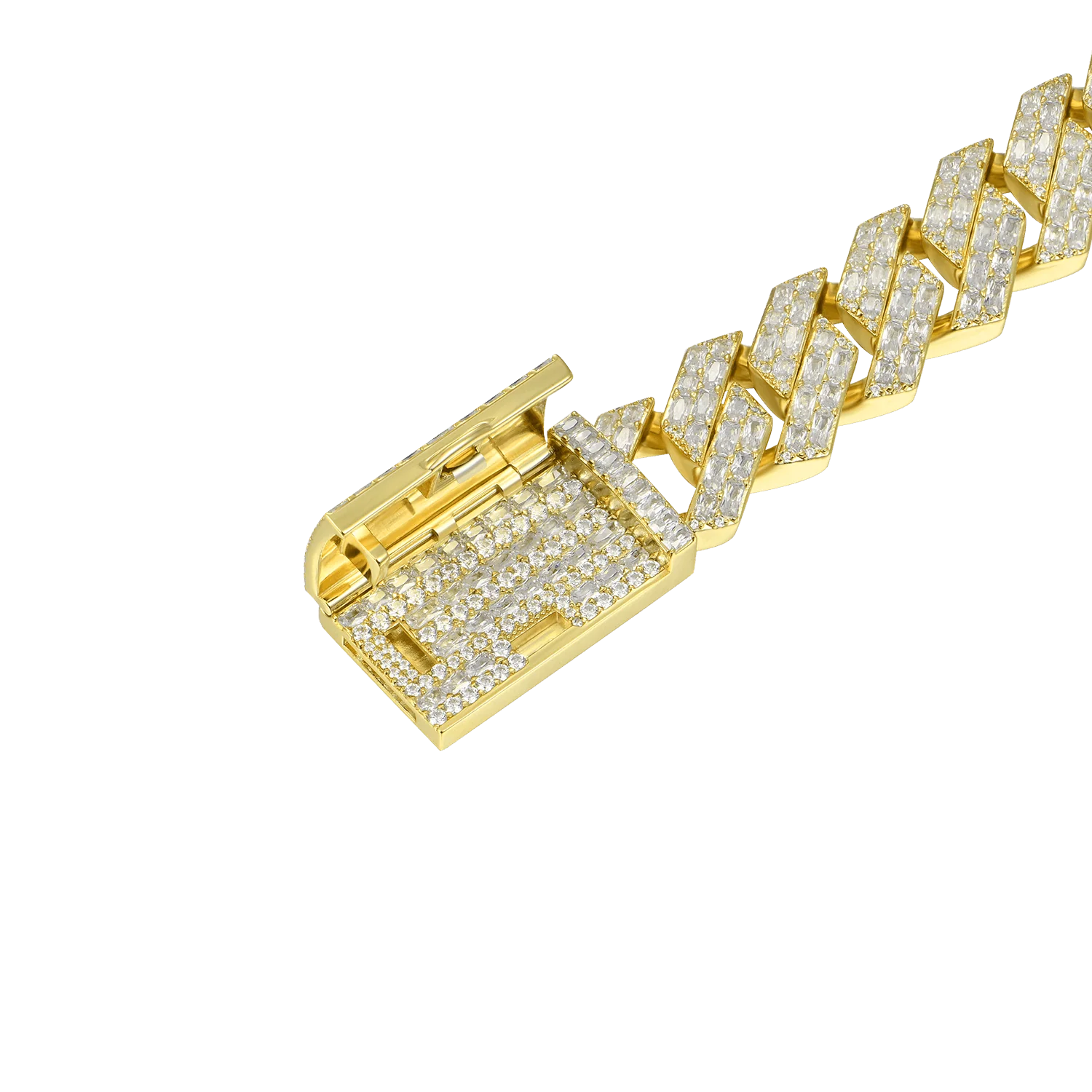 Emerald Cut Prong Cuban Link Bracelet - 19mm - Image 7