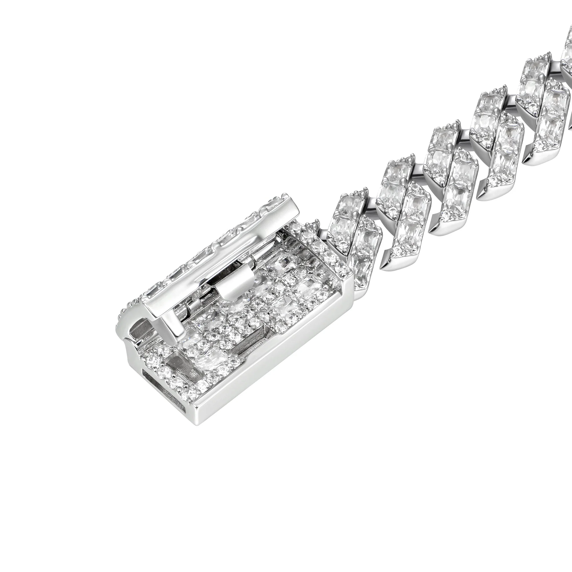 Emerald Cut Prong Cuban Link Chain - 10mm - Image 4