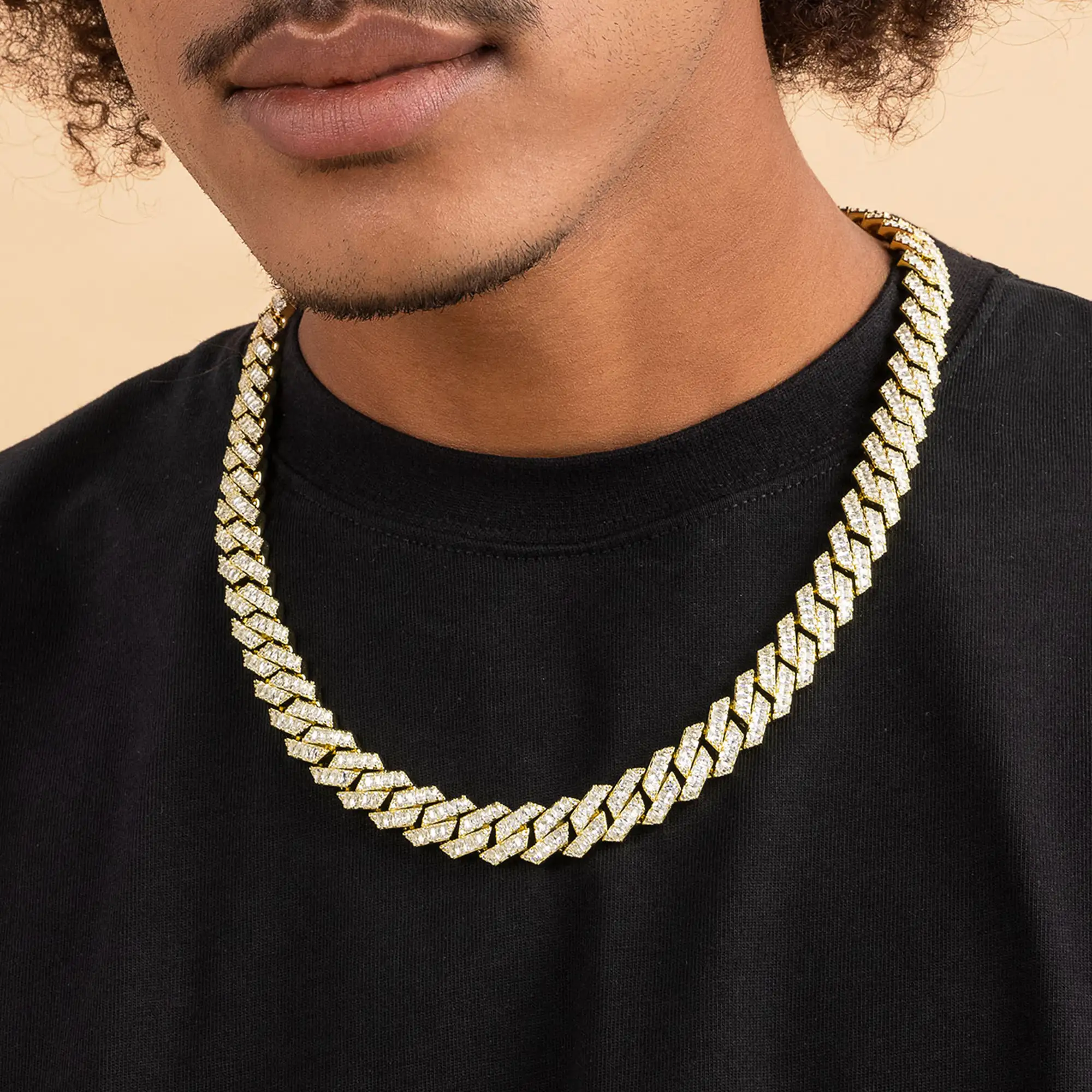 Emerald Cut Prong Cuban Link Chain - 12mm - Image 10