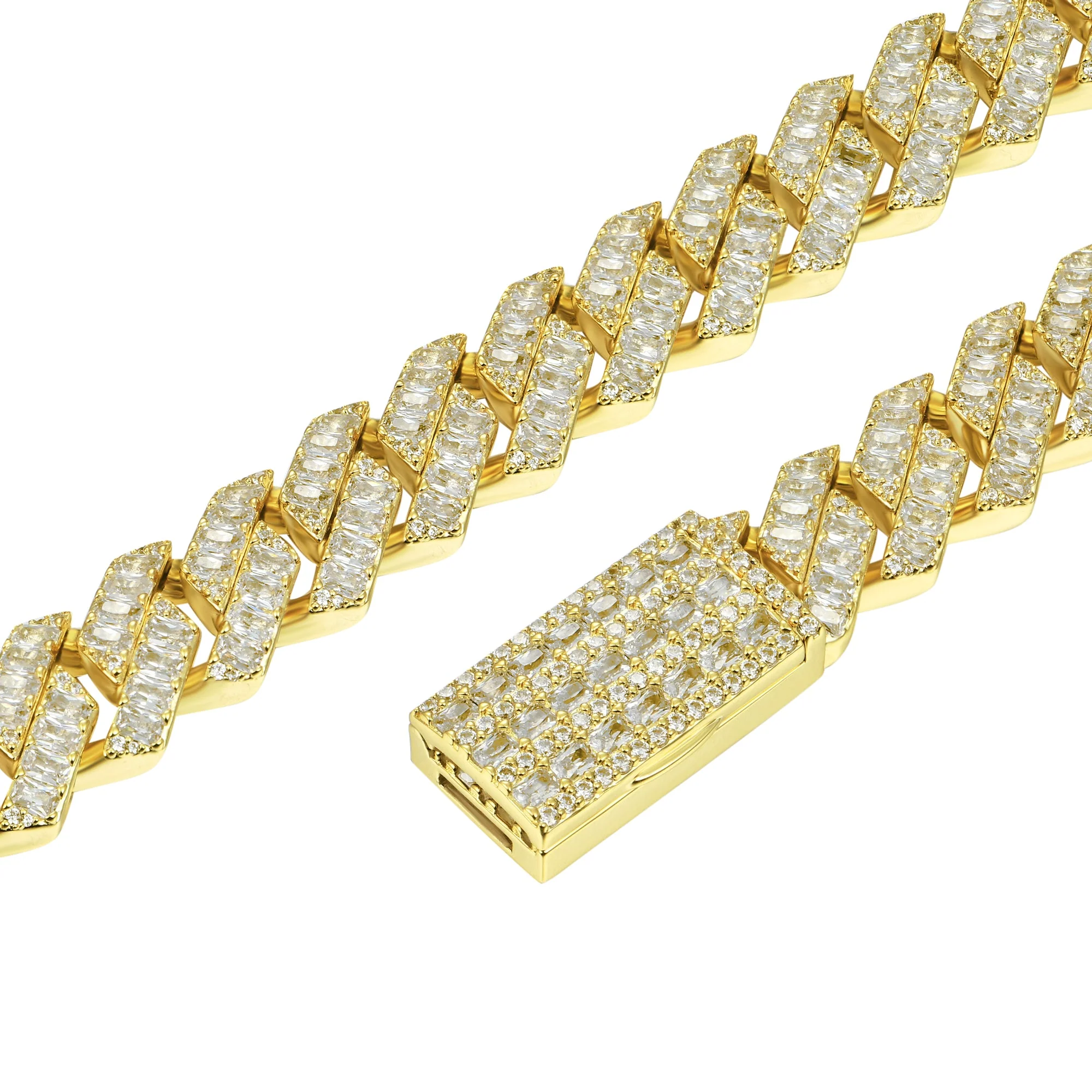 Emerald Cut Prong Cuban Link Chain - 12mm - Image 11