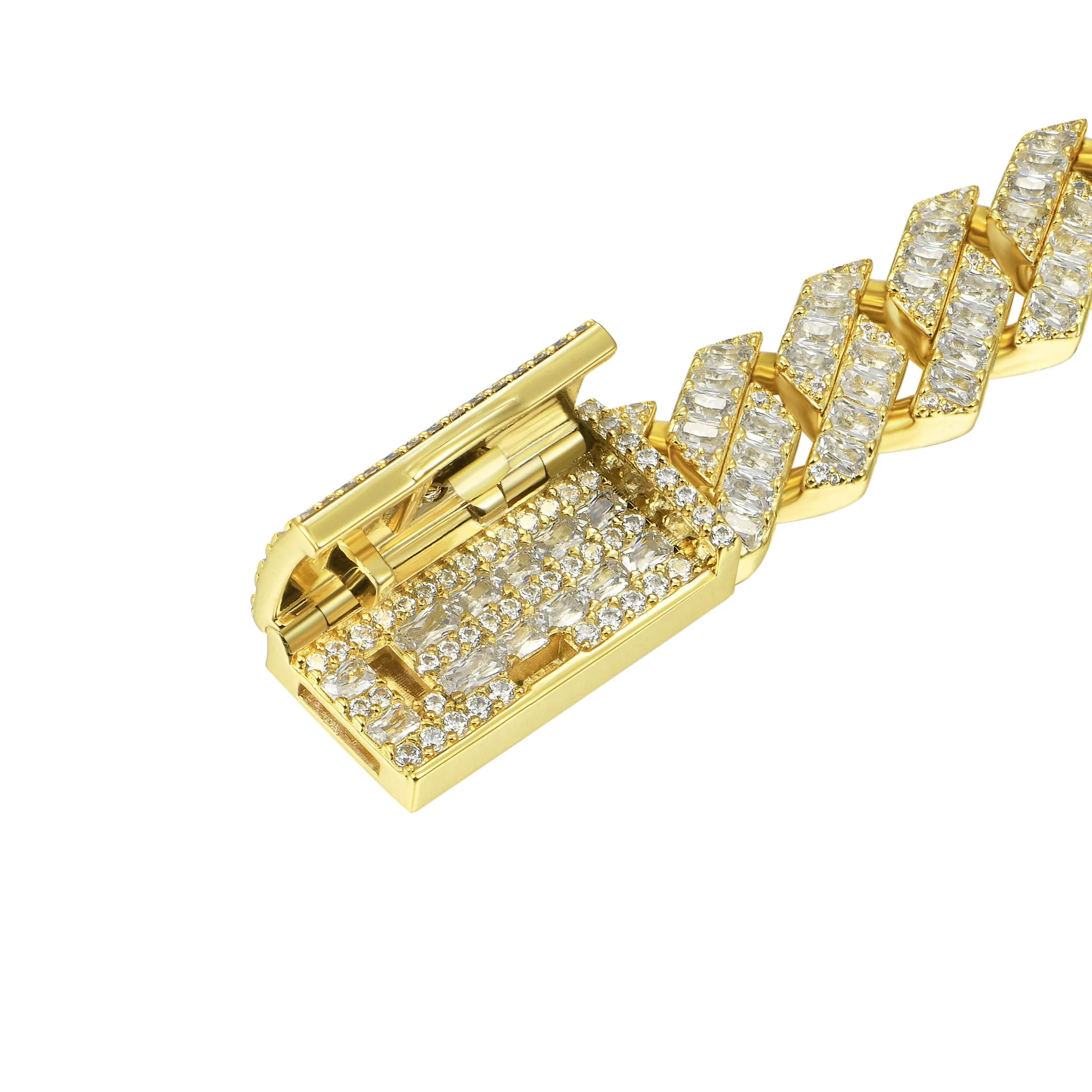 Emerald Cut Prong Cuban Link Chain - 12mm - Image 13