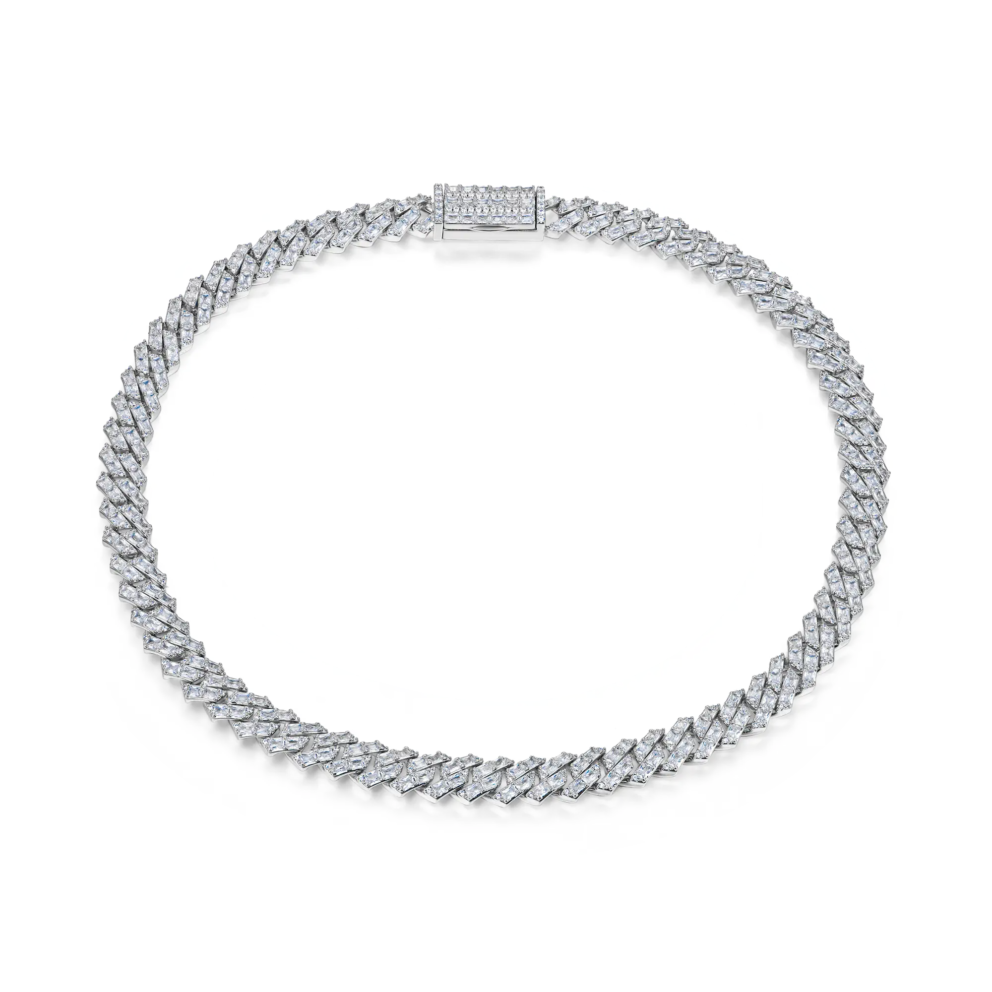 Emerald Cut Prong Cuban Link Chain - 12mm - Image 6