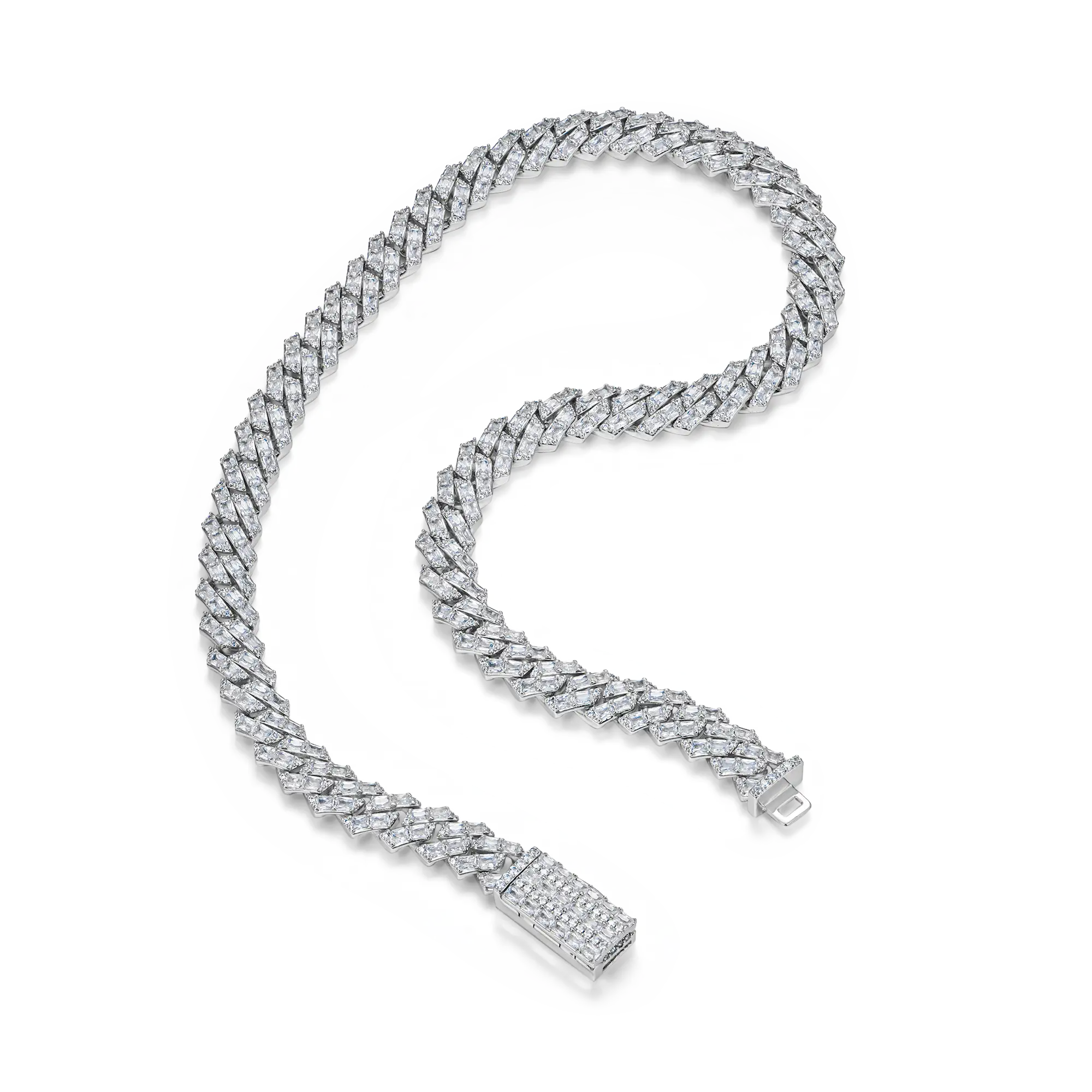 Emerald Cut Prong Cuban Link Chain - 12mm - Image 7