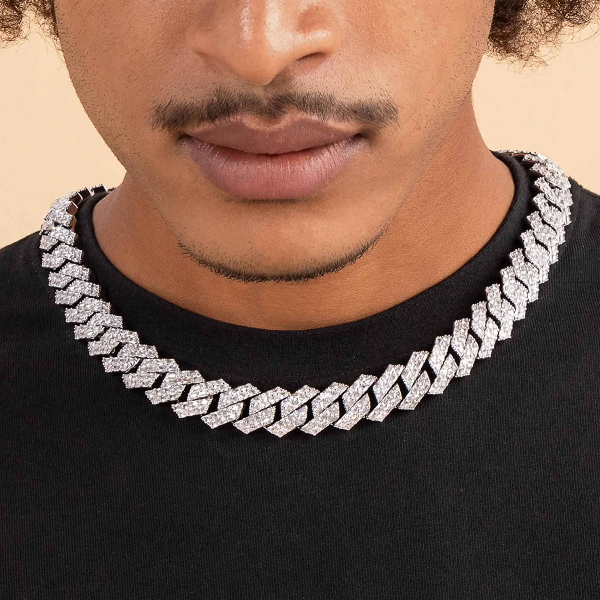 Emerald Cut Prong Cuban Link Chain - 15mm - Image 2