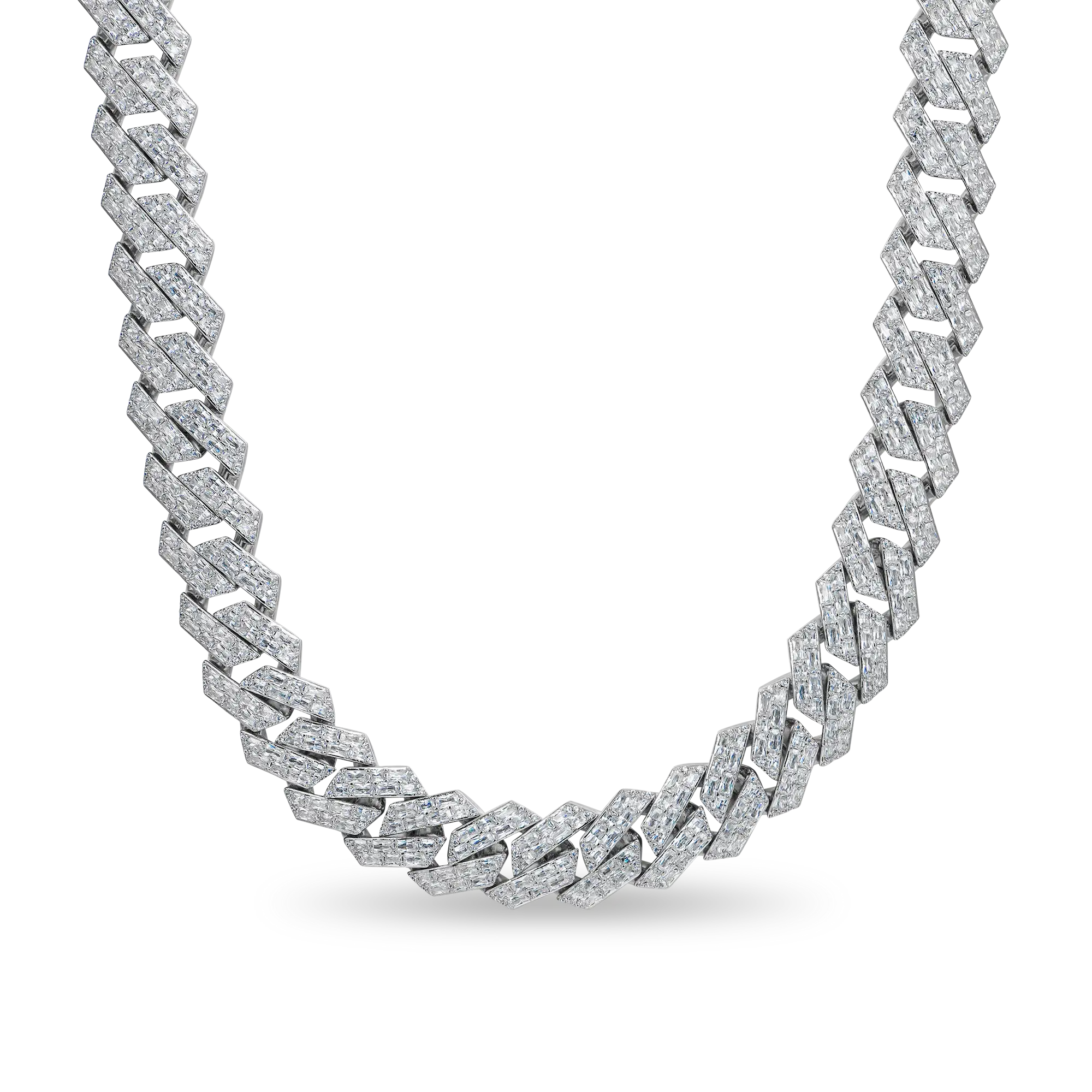 Emerald Cut Prong Cuban Link Chain - 19mm