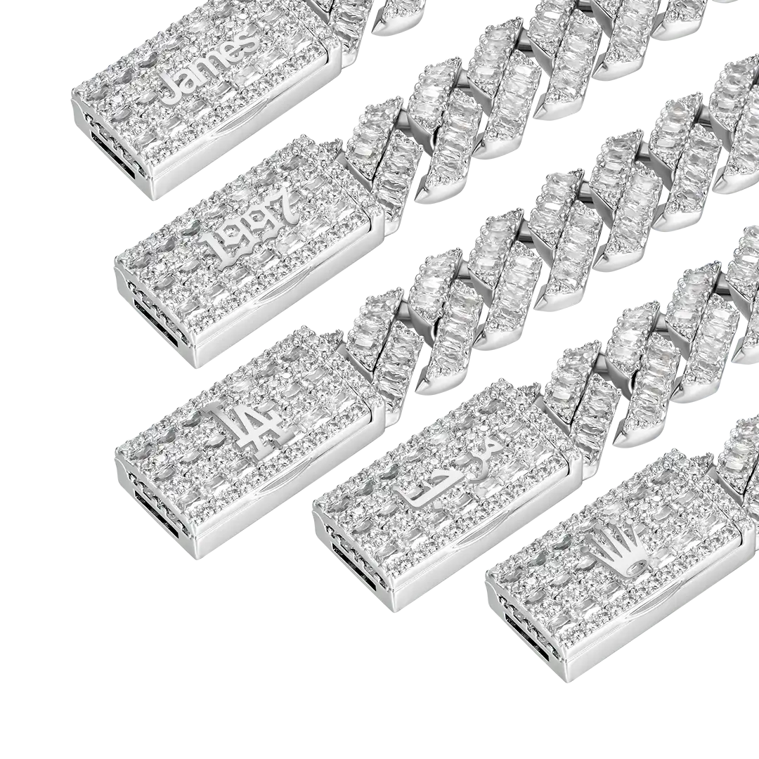 Emerald Cut Prong Cuban Link Chain - 19mm - Image 10