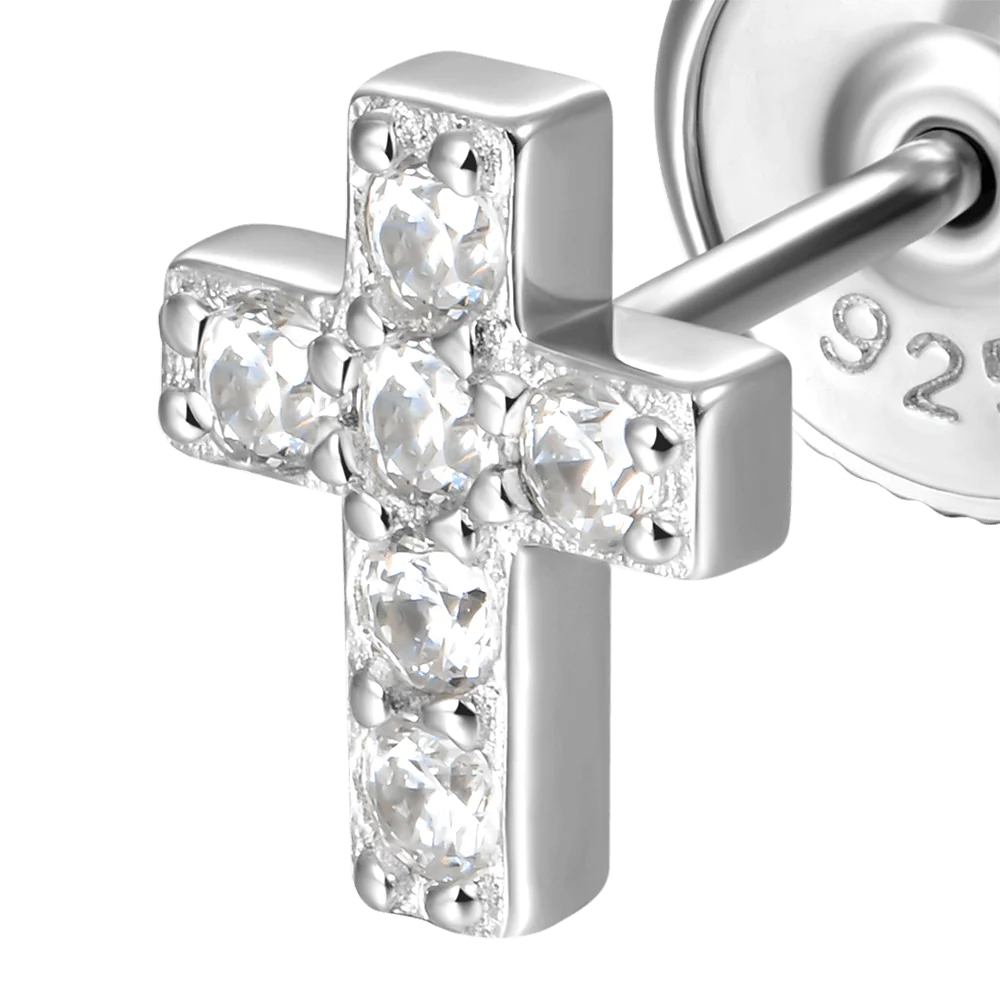 Single Eternal Cross Stud Earring - Image 3