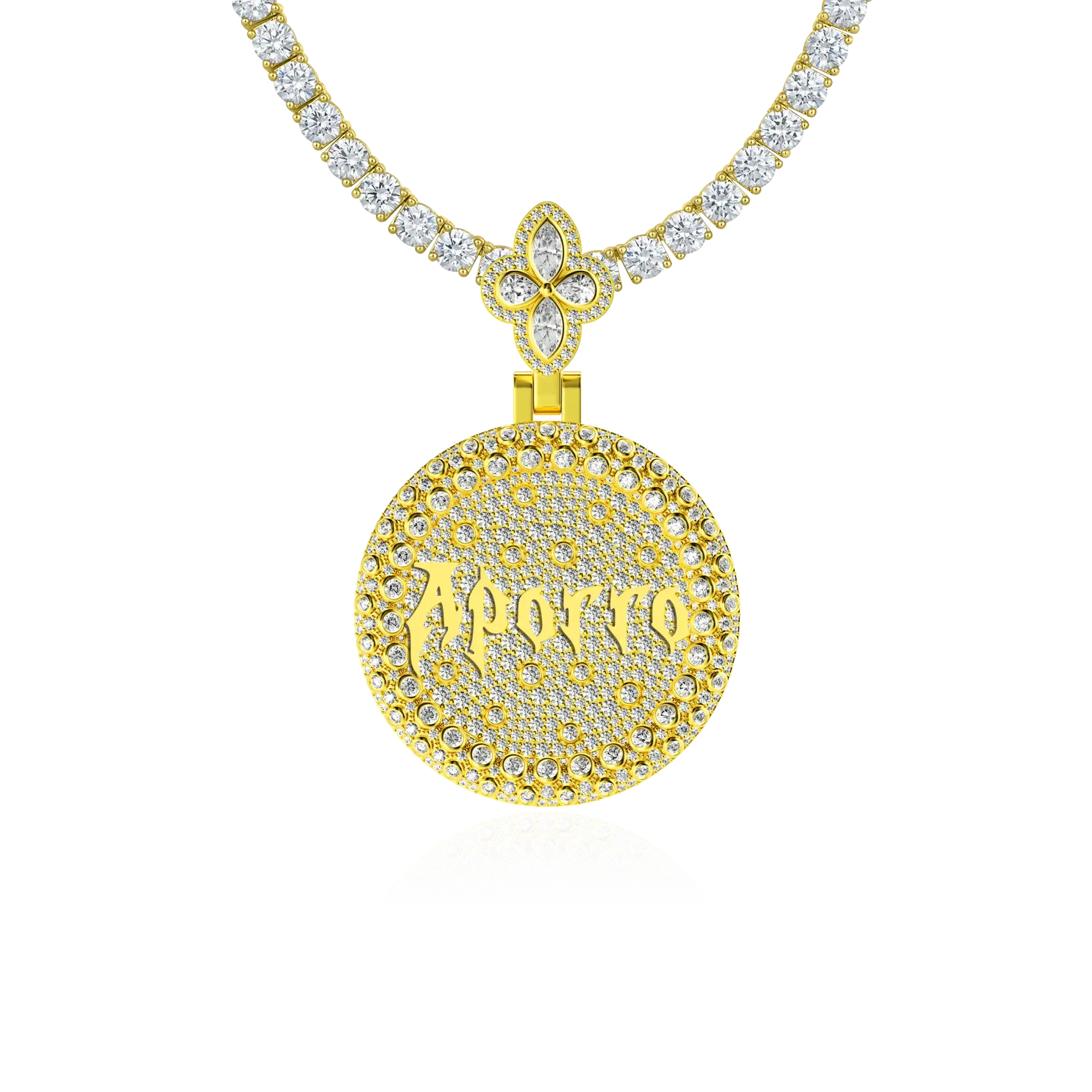 Custom Full Iced Round Bezel Set Pendant - Image 11
