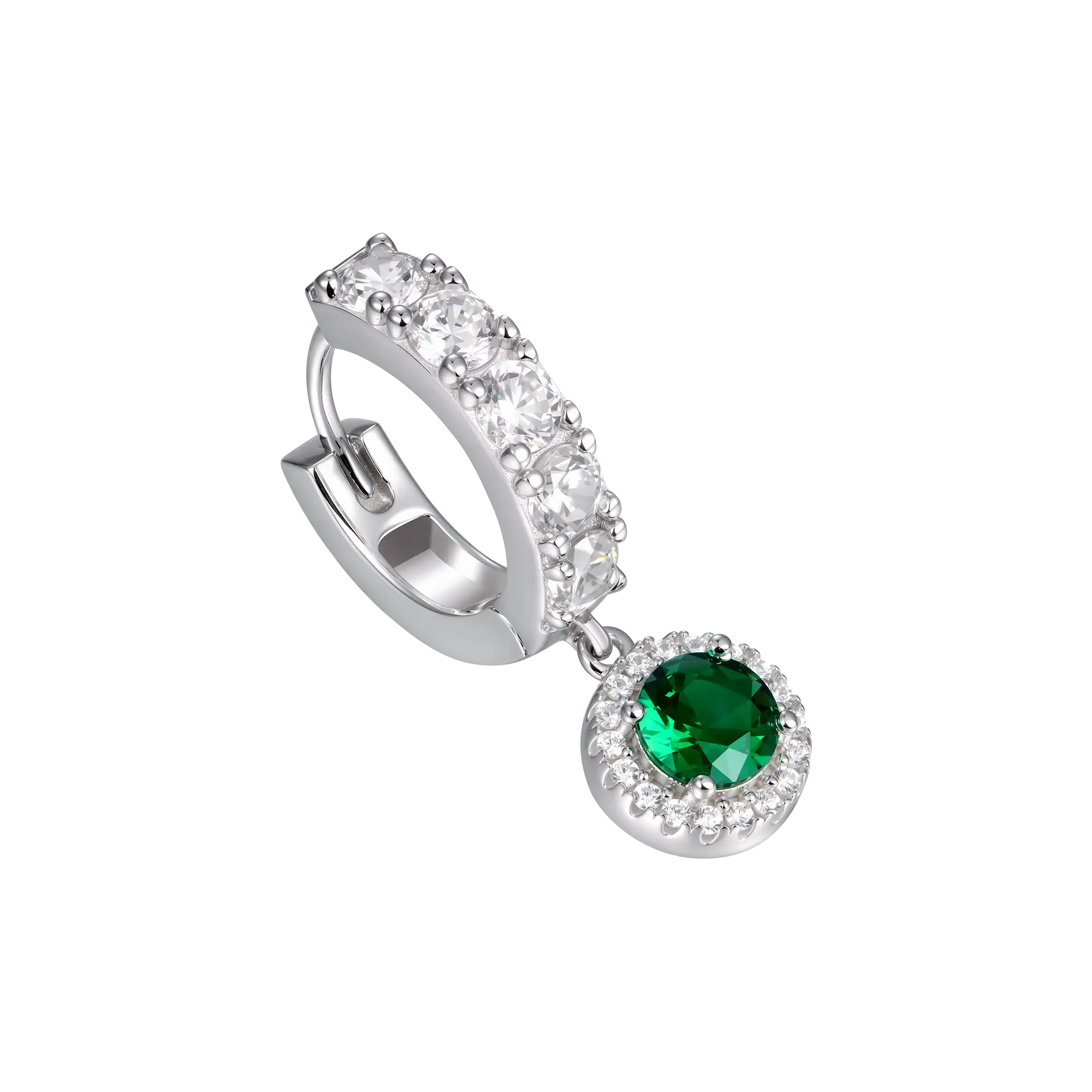 Moissanite S925 Halo Dangly Earring - Green - Image 3