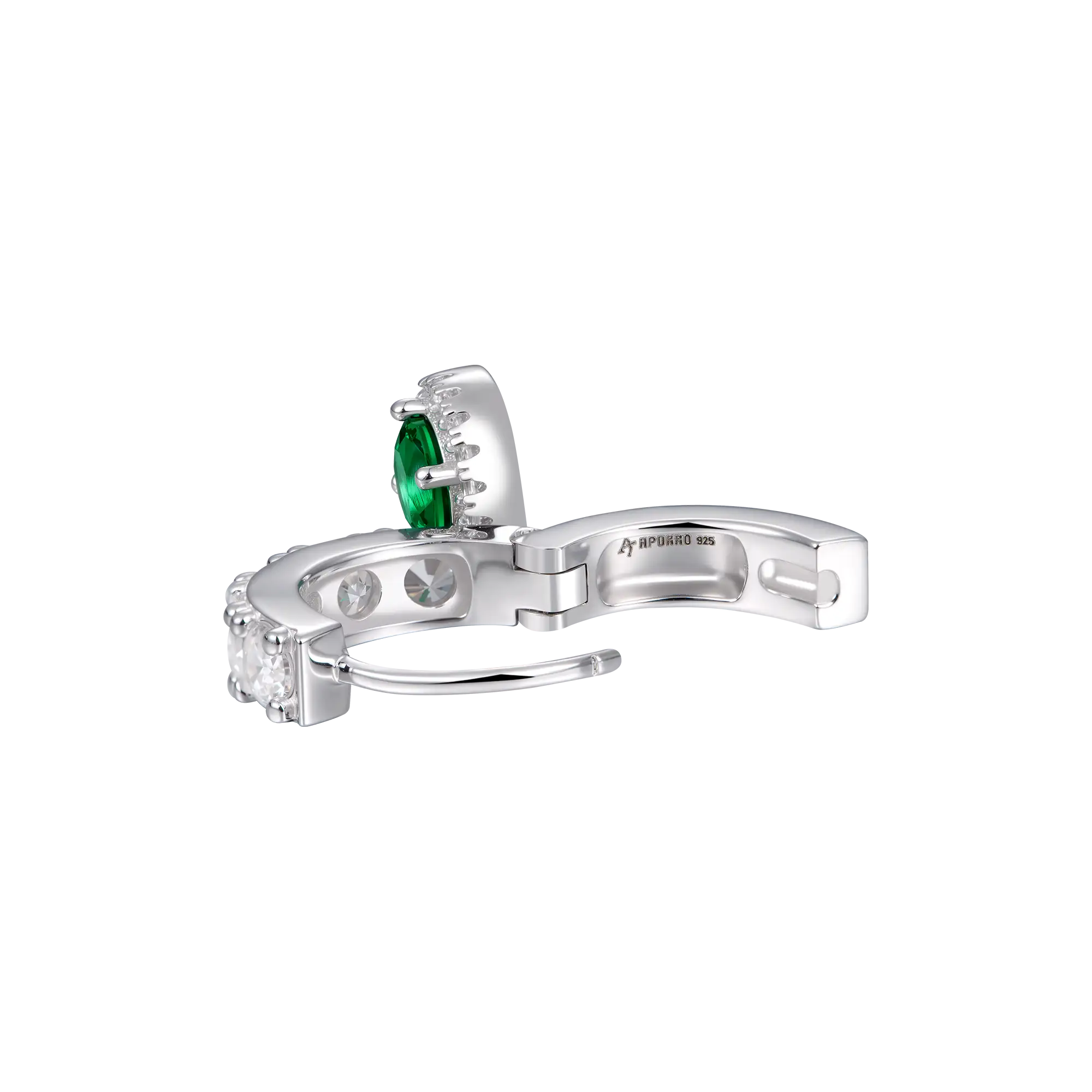 Moissanite S925 Halo Dangly Earring - Green - Image 4