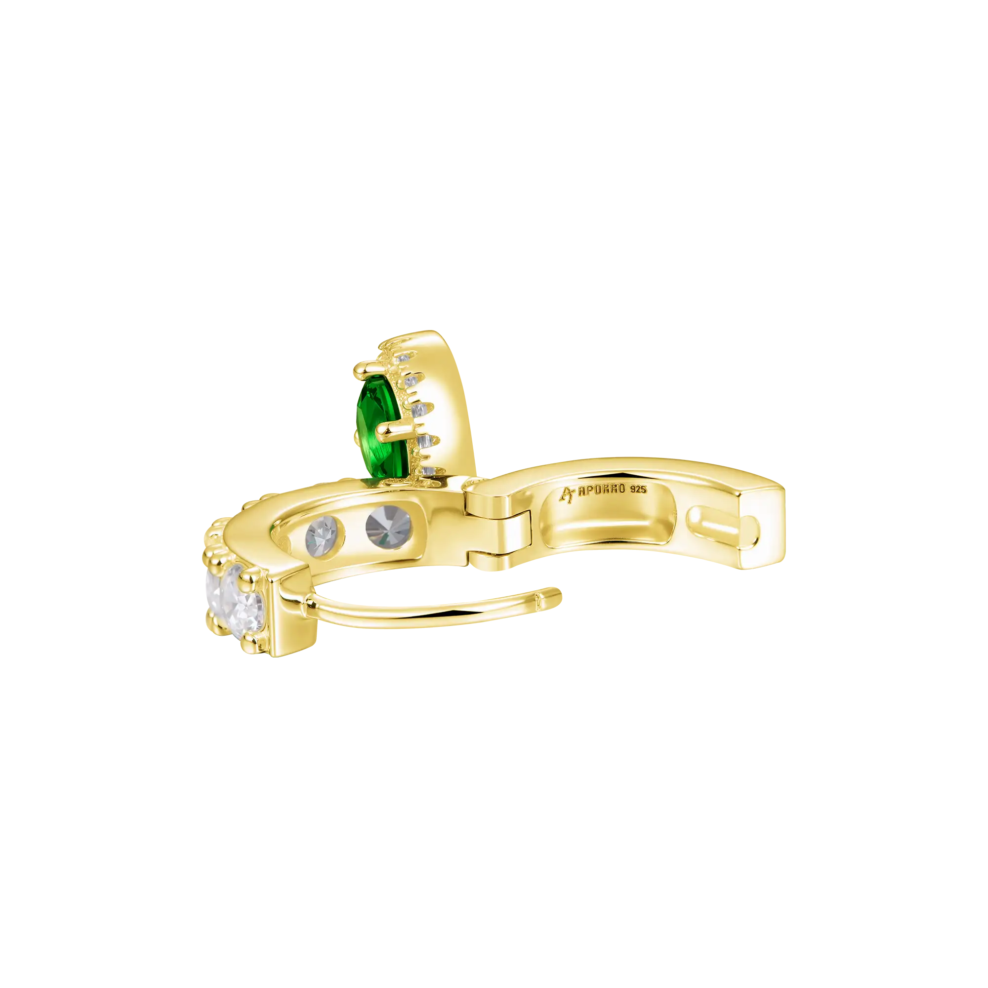 Moissanite S925 Halo Dangly Earring - Green - Image 7
