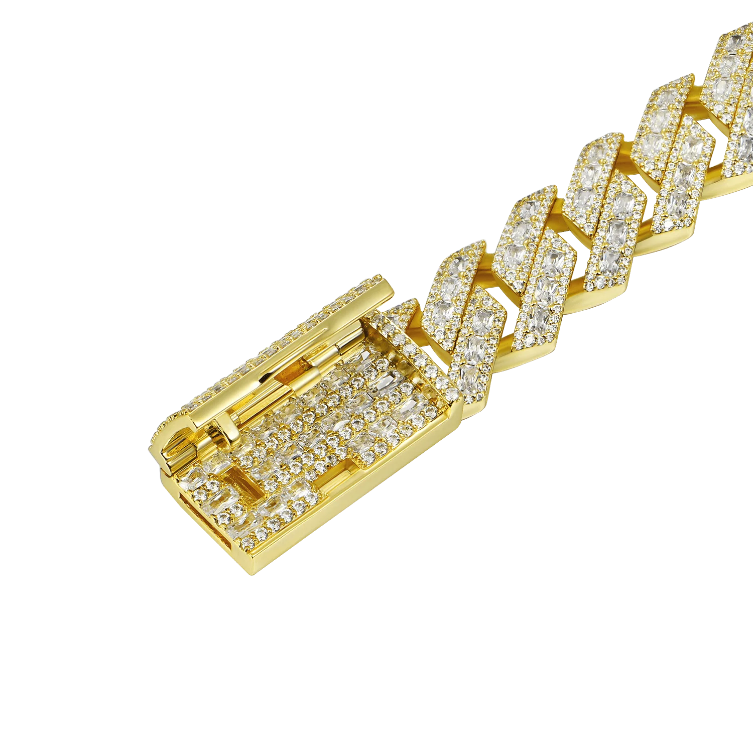 Halo Emerald Cut Prong Cuban Link Bracelet - Image 6