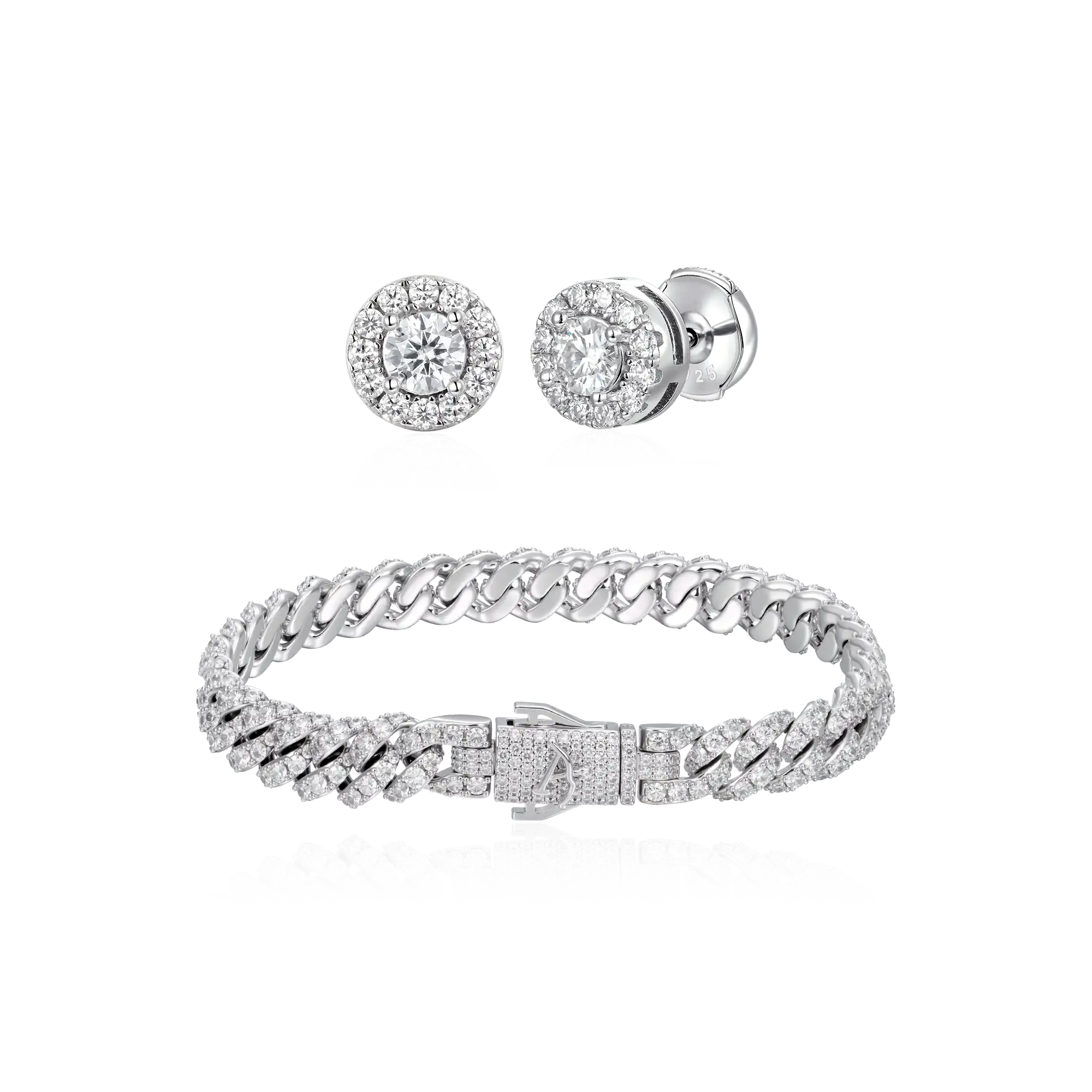 Halo Sparkle Earrings & Bracelet Set - Image 2