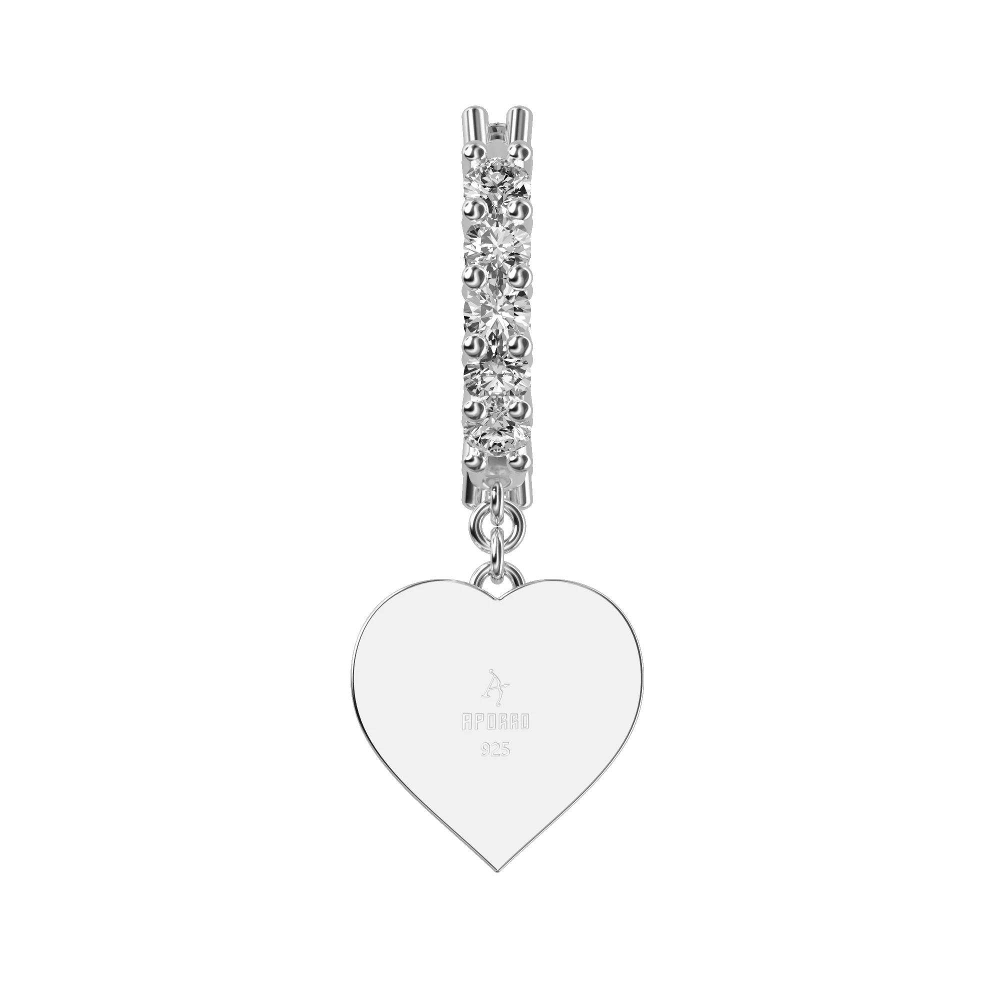 Heart Baguette Mix Halo Dangly Earring - Single - Image 12