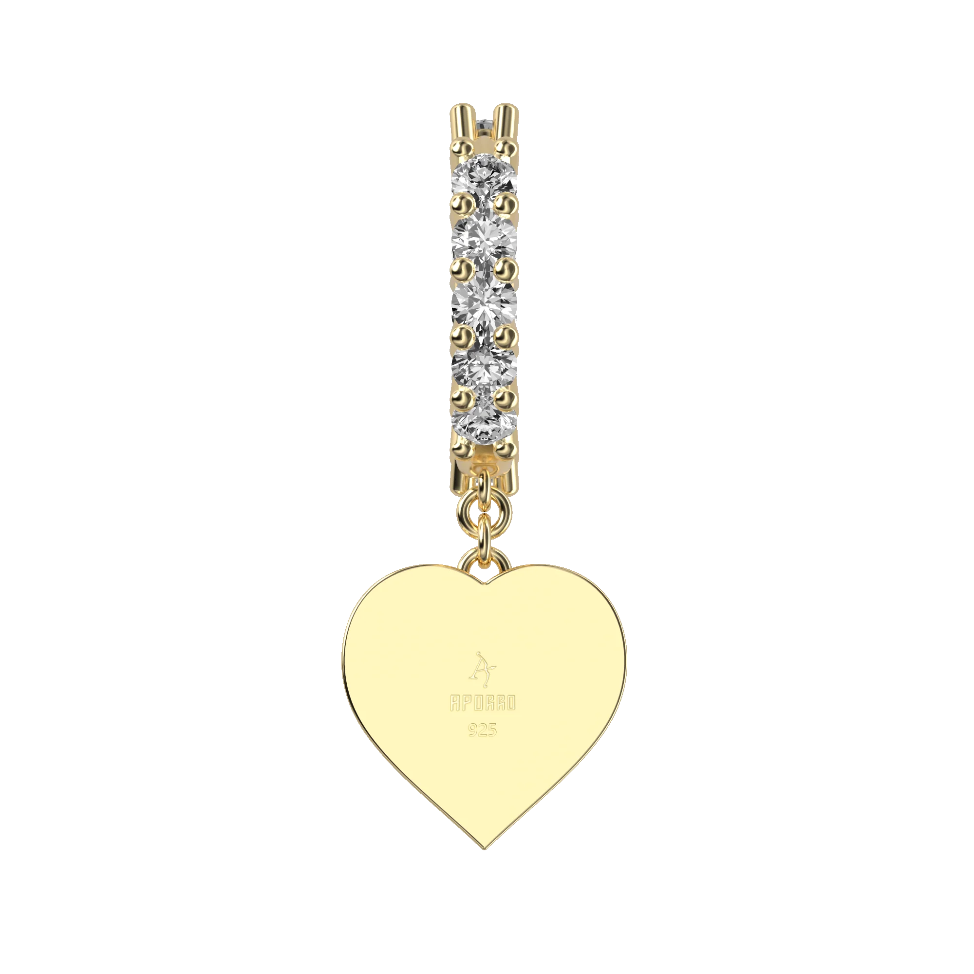 Heart Baguette Mix Halo Dangly Earring - Single - Image 9