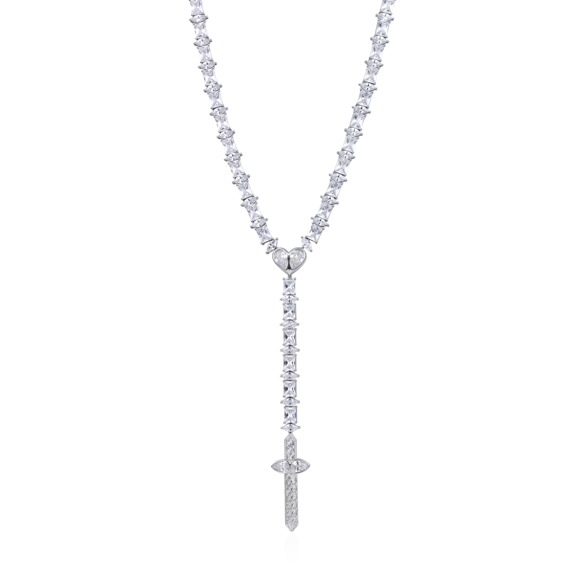 Heart & Blade Rosary Necklace