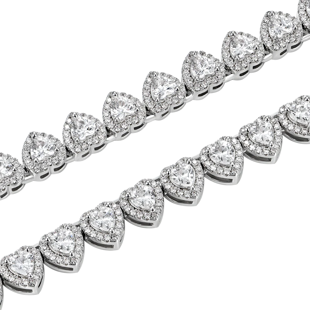 Heart Shaped Cut Clustered Tennis Chain - 7mm - Image 3