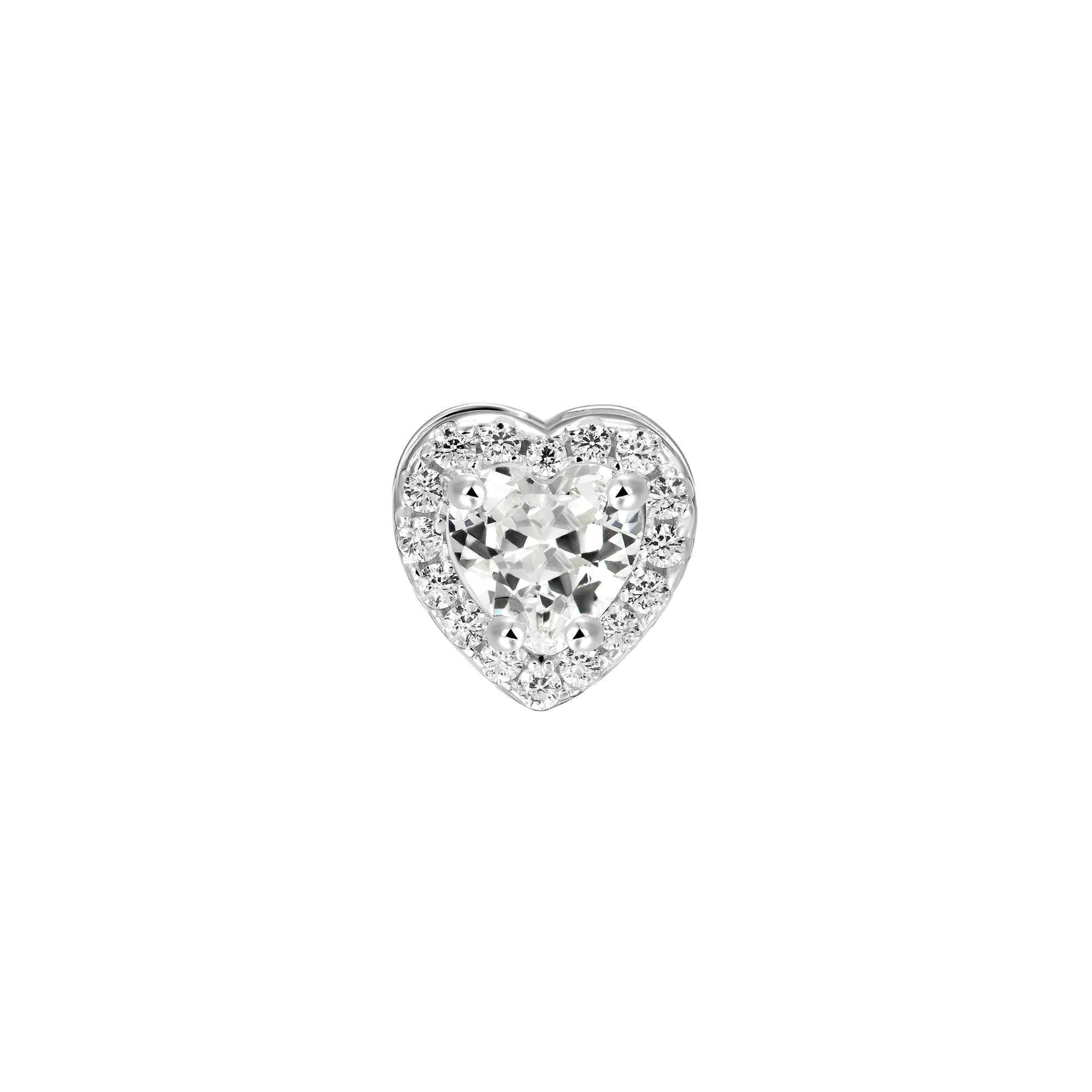 Single Heart Shaped Cut Halo Stud Earring