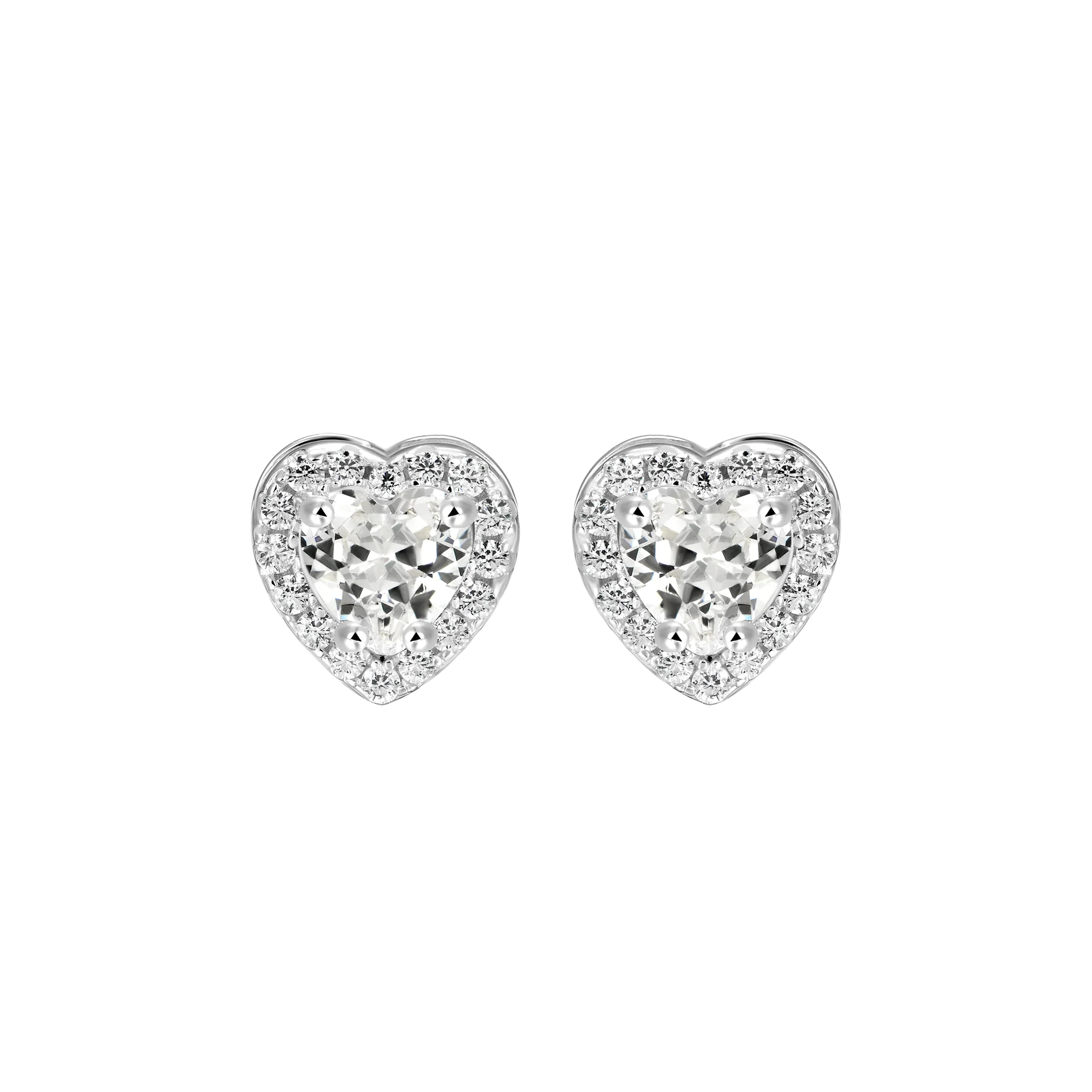 Single Heart Shaped Cut Halo Stud Earring - Image 4