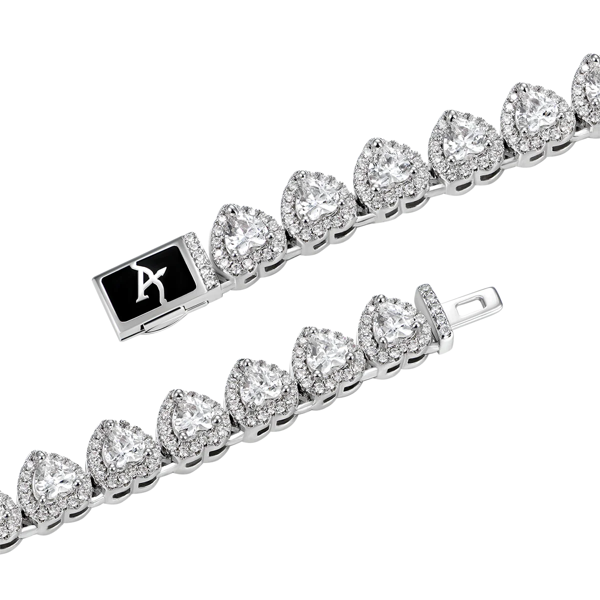 Moissanite Heart Shaped Cut Clustered Tennis Chain - 7mm - Image 7