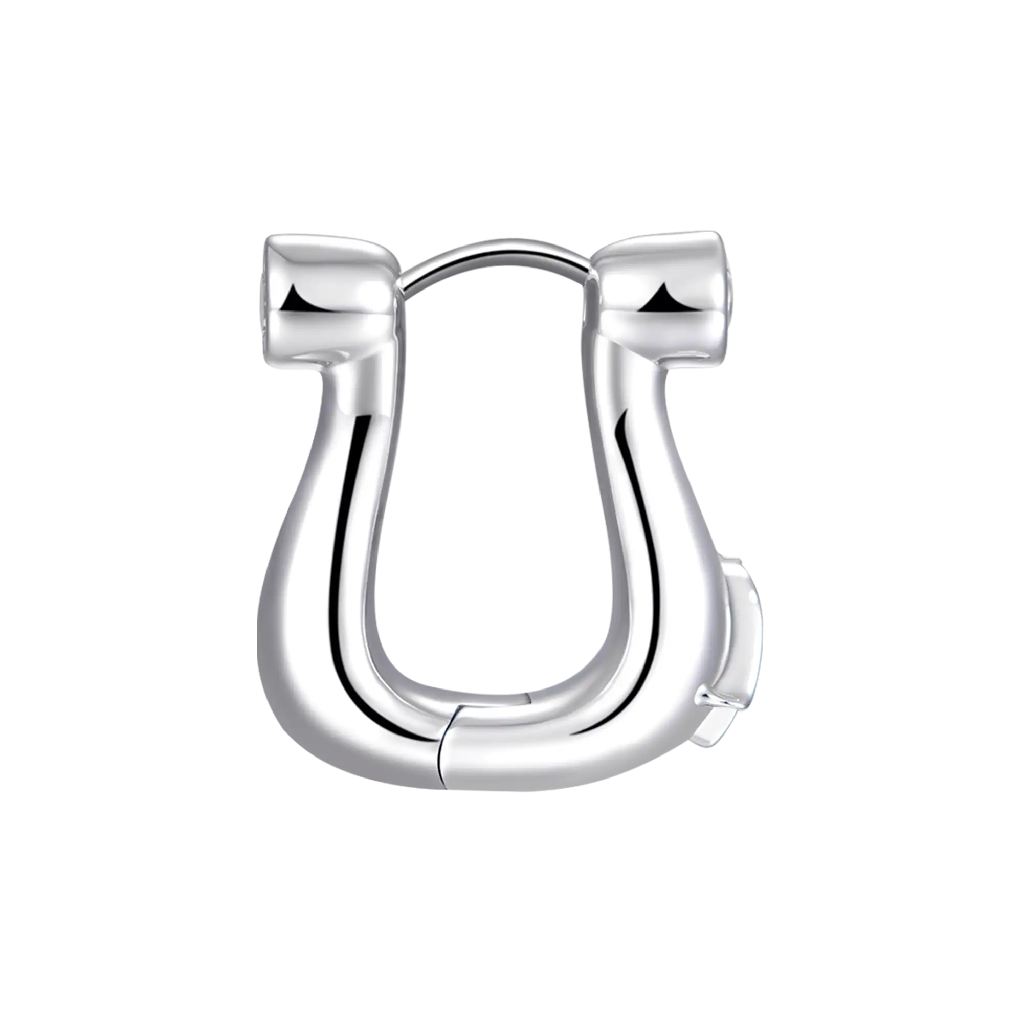 Horseshoe Plain Gold Hoop Earring - Image 4