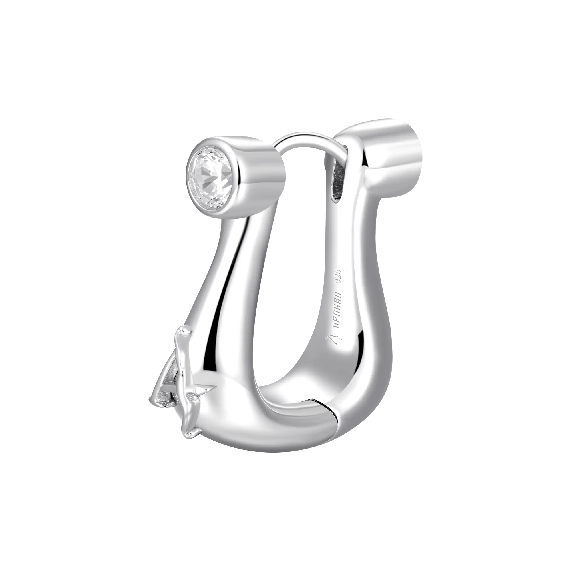Horseshoe Plain Gold Hoop Earring - Image 5
