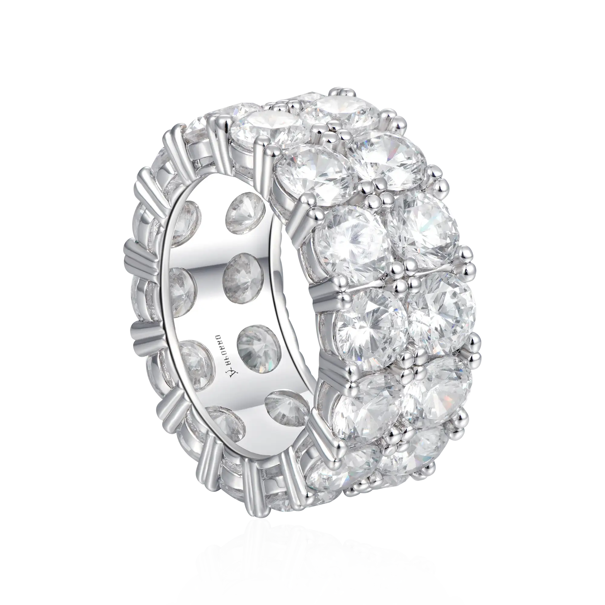 Iced Double Row Tennis Ring - 10mm - Image 3
