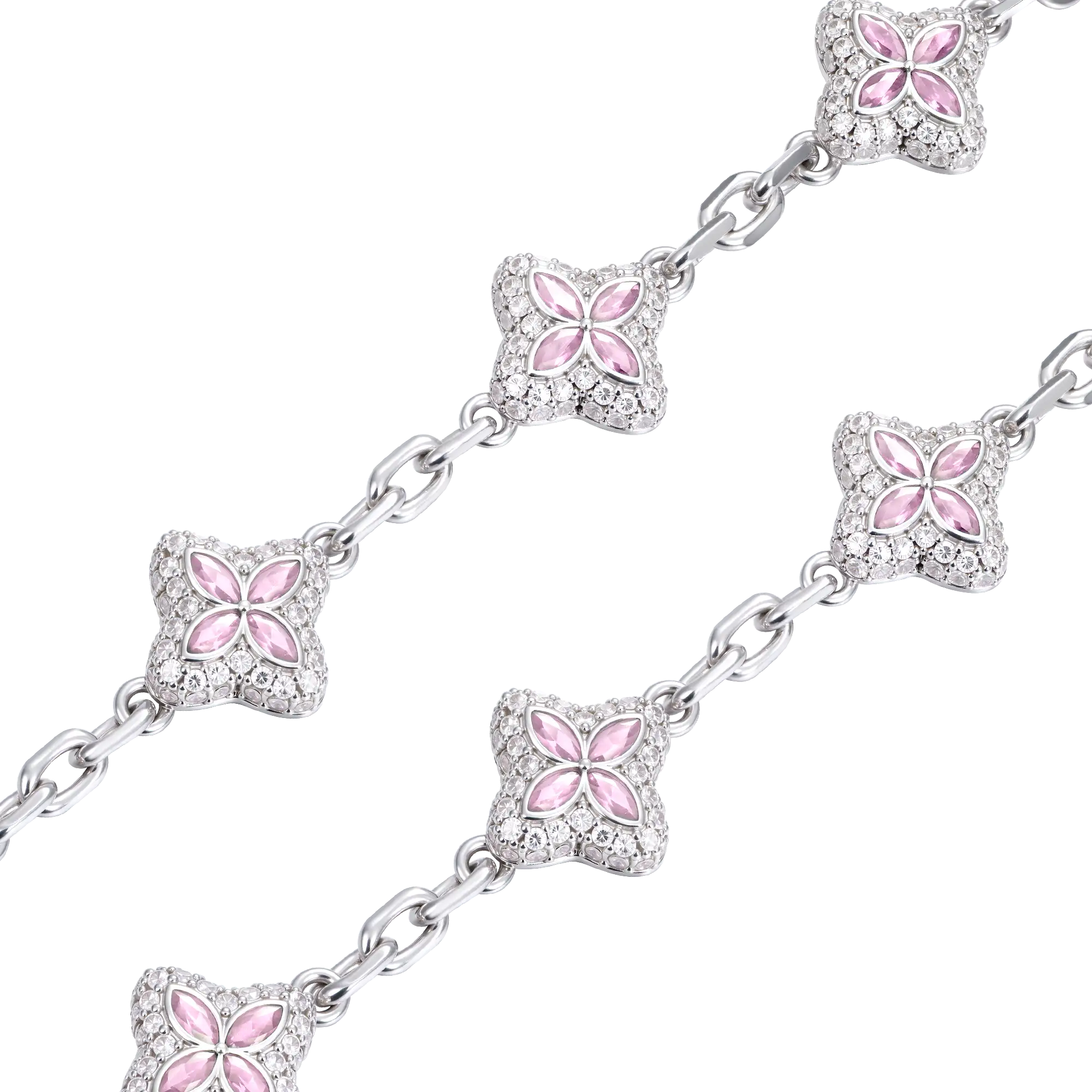 Iced Luminous Clover Adjustable Bracelet - Pink Diamond - Image 3