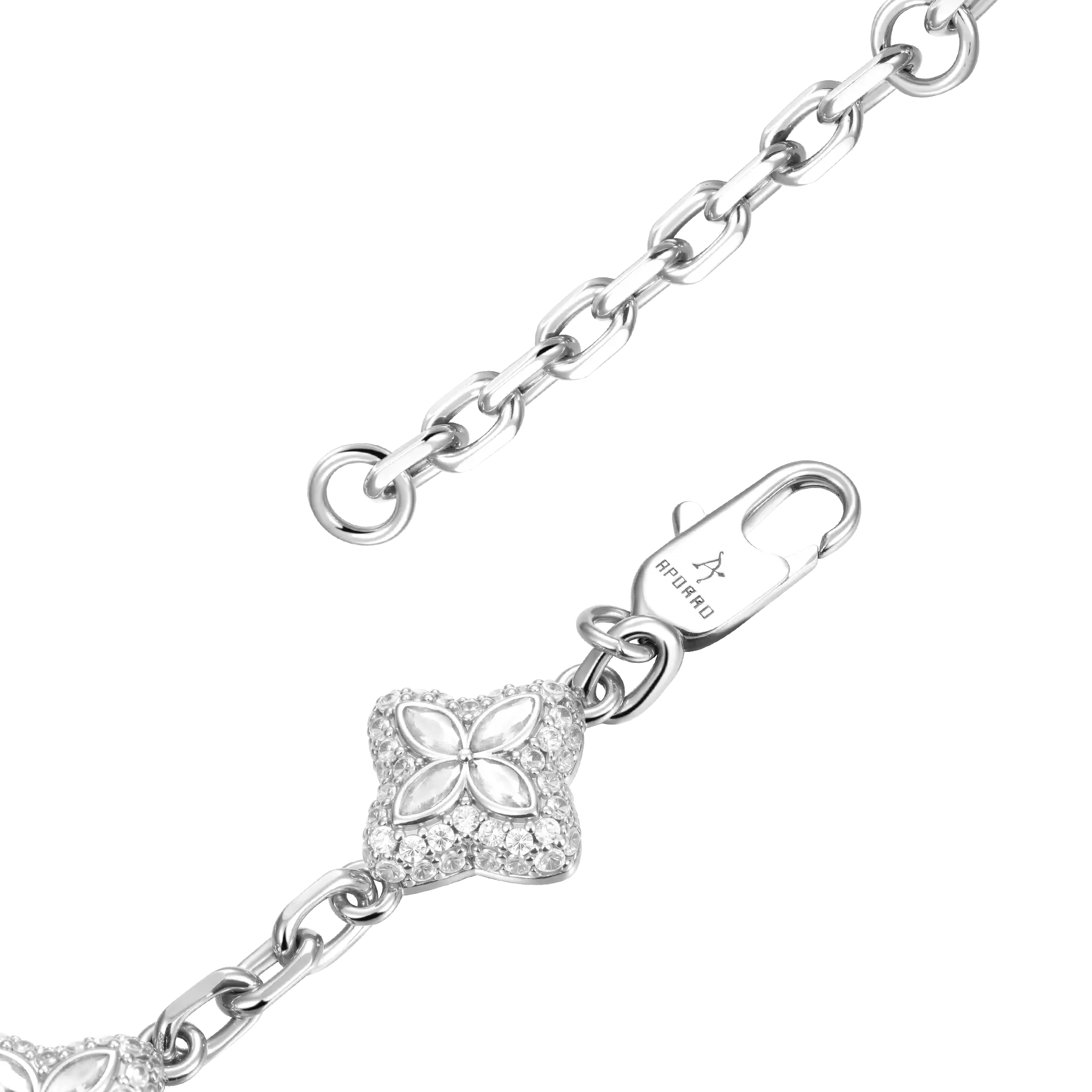 Iced Luminous Clover Adjustable Bracelet - White Diamond - Image 4