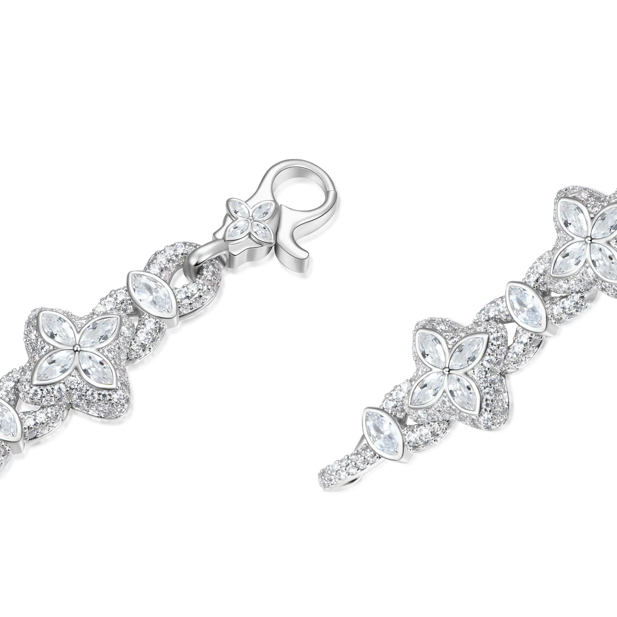 Iced Luminous Clover Necklace & Wallet Chain - White Diamond - Image 8