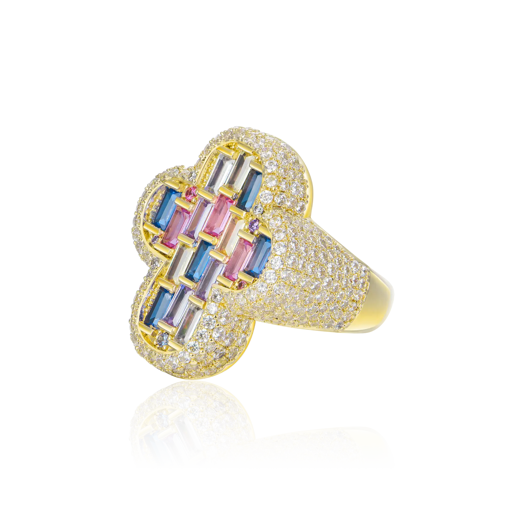 Iced Vitraux Vintage Rose Window Cross Ring - Image 12