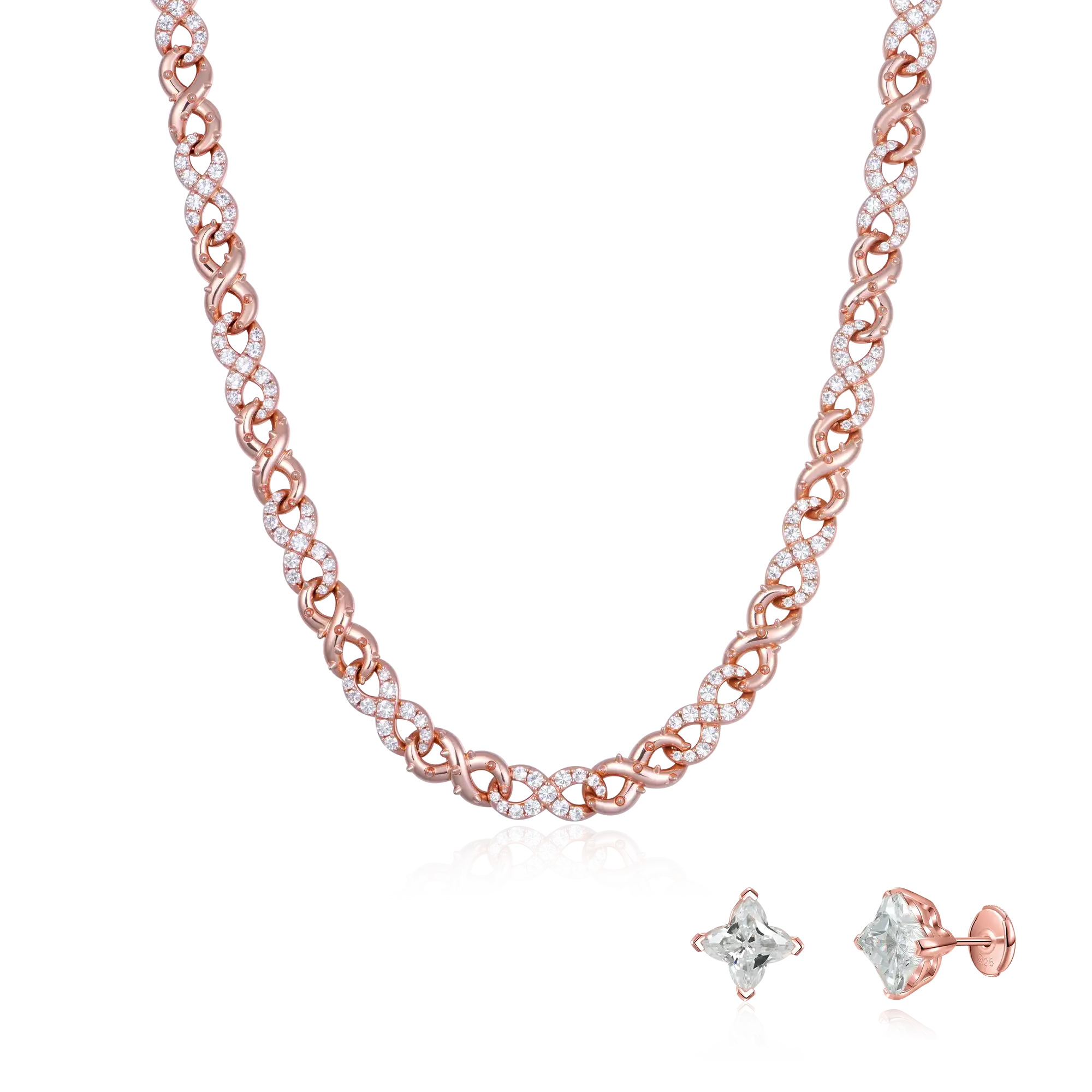 Infinity Thorn Chain & Clover Earring Set - Image 2