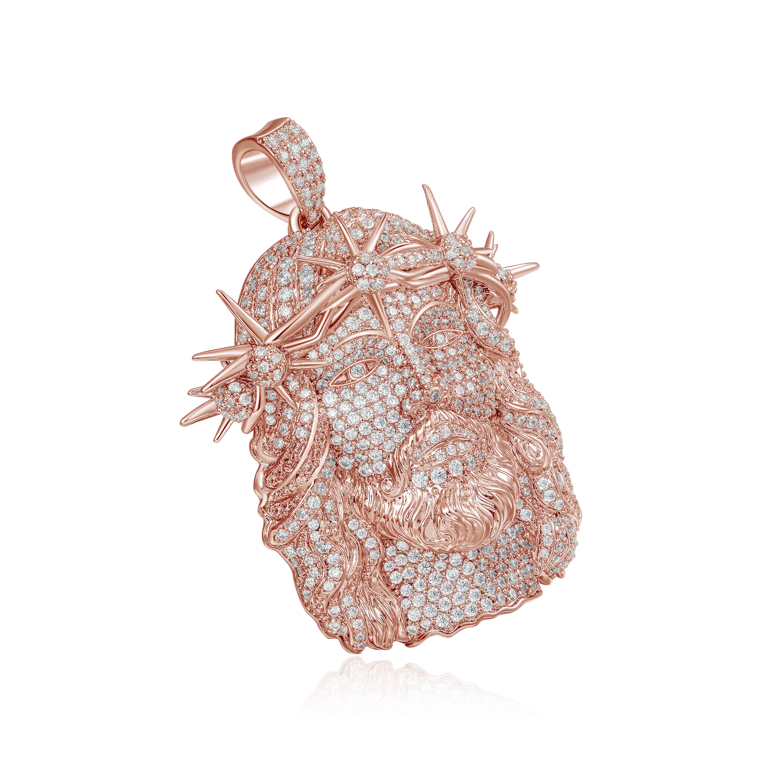 Jesus Piece Fully Iced Pendant - Rose Gold - Image 3