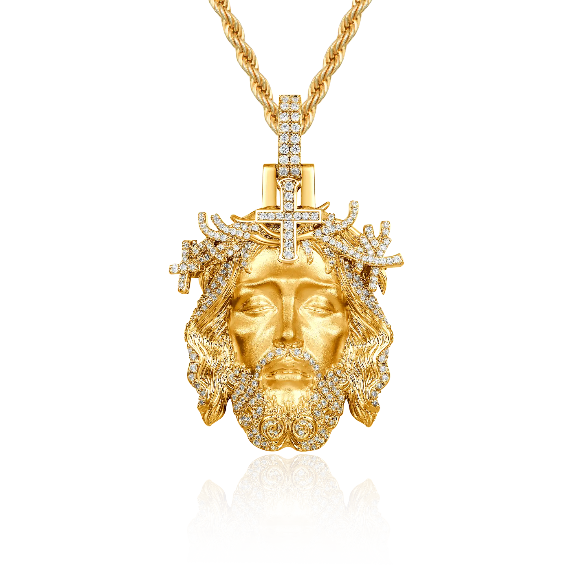 38mm Jesus Piece Brass Iced Pendant - Image 6