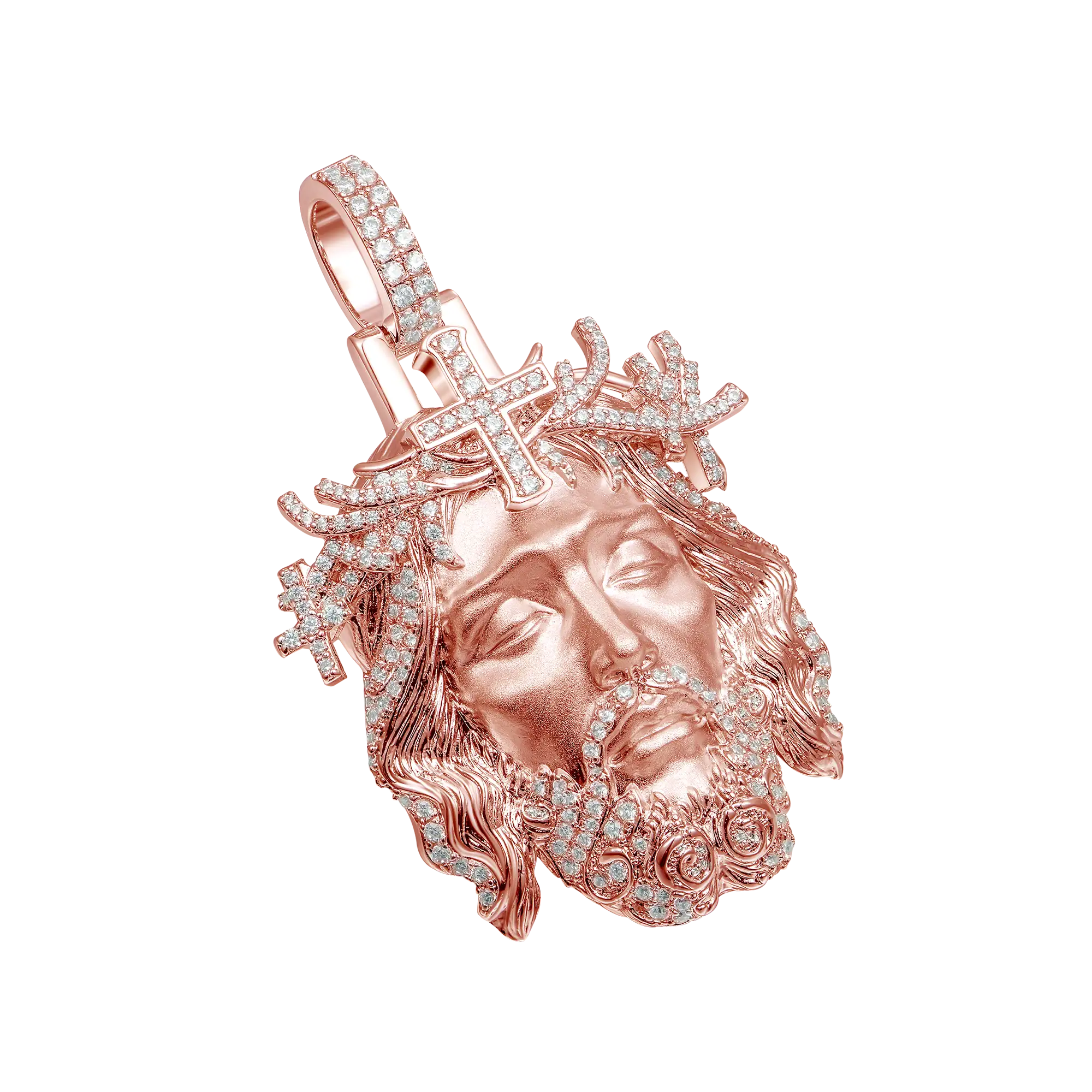 Jesus Piece Iced Pendant - Rose Gold - Image 2