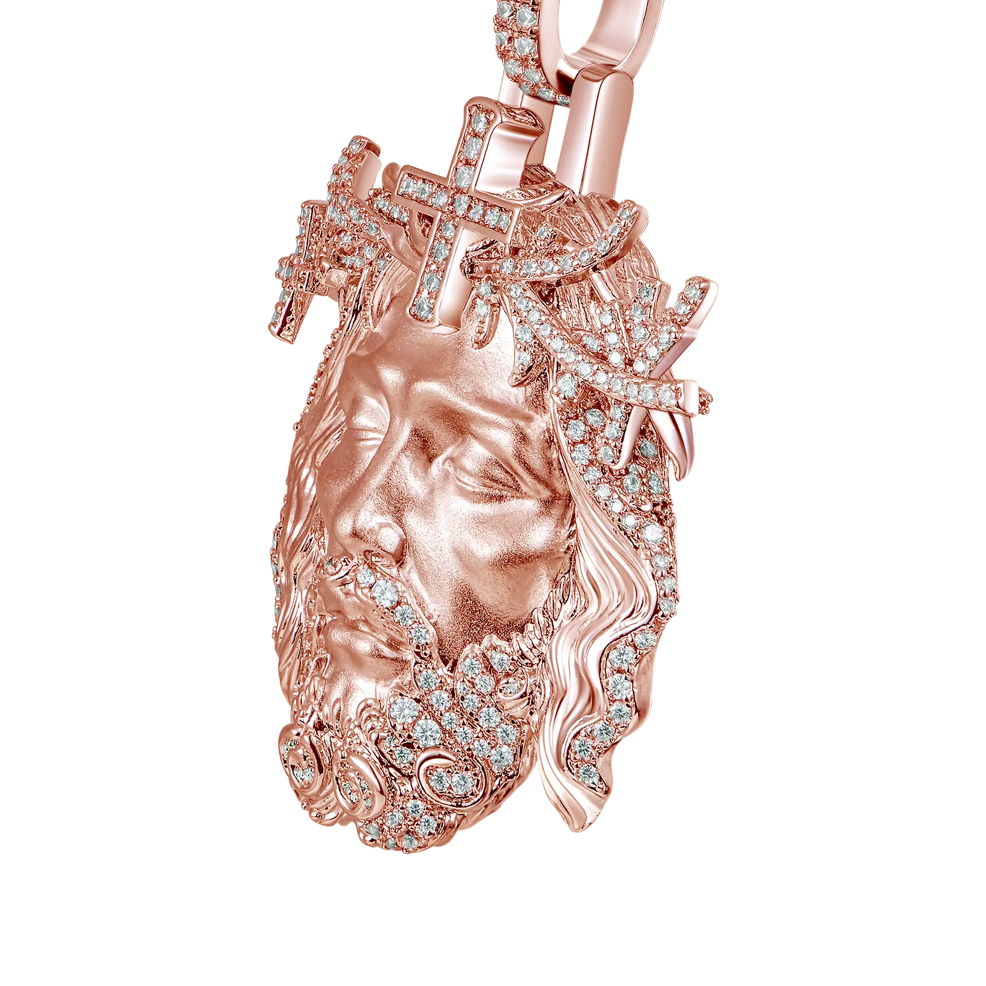 Jesus Piece Iced Pendant - Rose Gold - Image 3