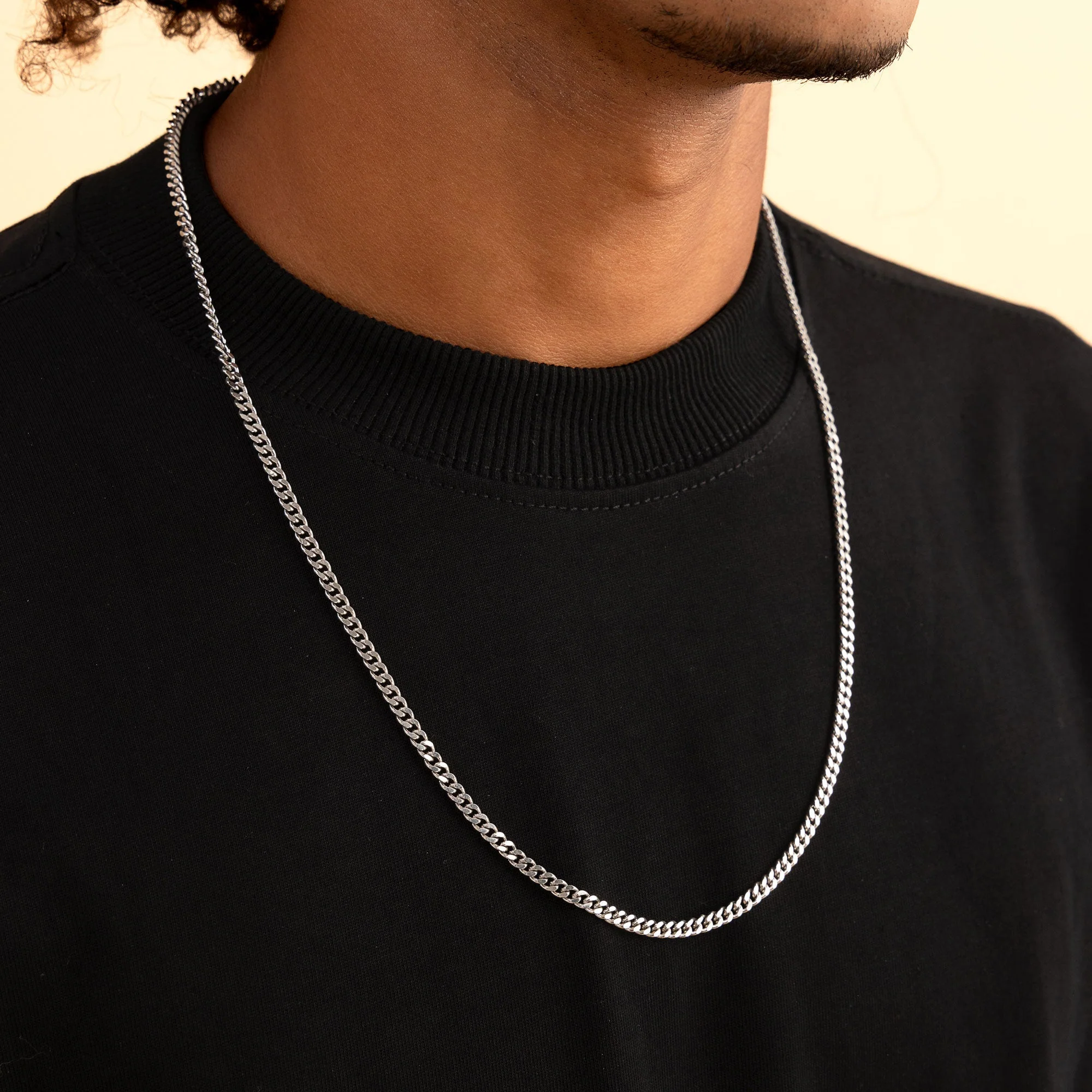 Miami White Gold Micro Cuban Curb Chain - 3.5mm - Image 2