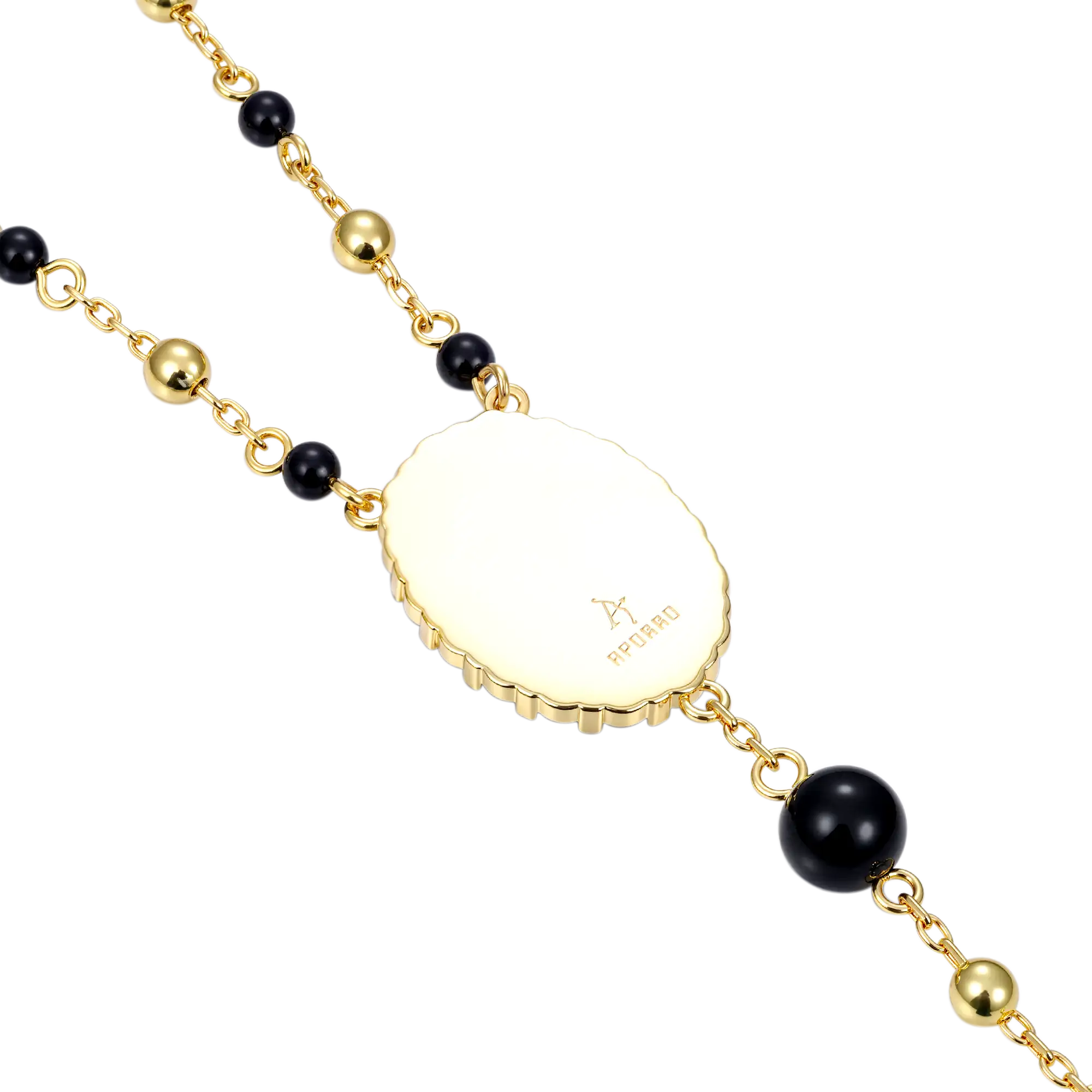 Midnight Pearl Virgin Mary Rosary Necklace - Image 6